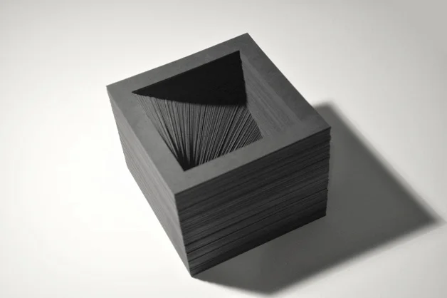  90°, cut paper, 4.5” x 4.5” x 4”, 2011 