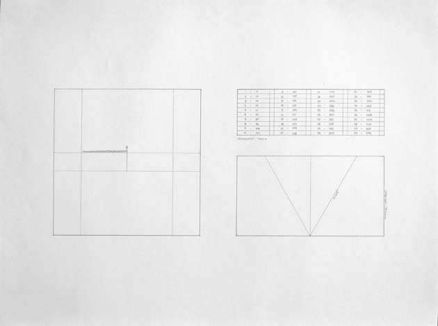  Schematic of “Equilateral Triangle”, graphite on paper, 18” x 24”, 2010 