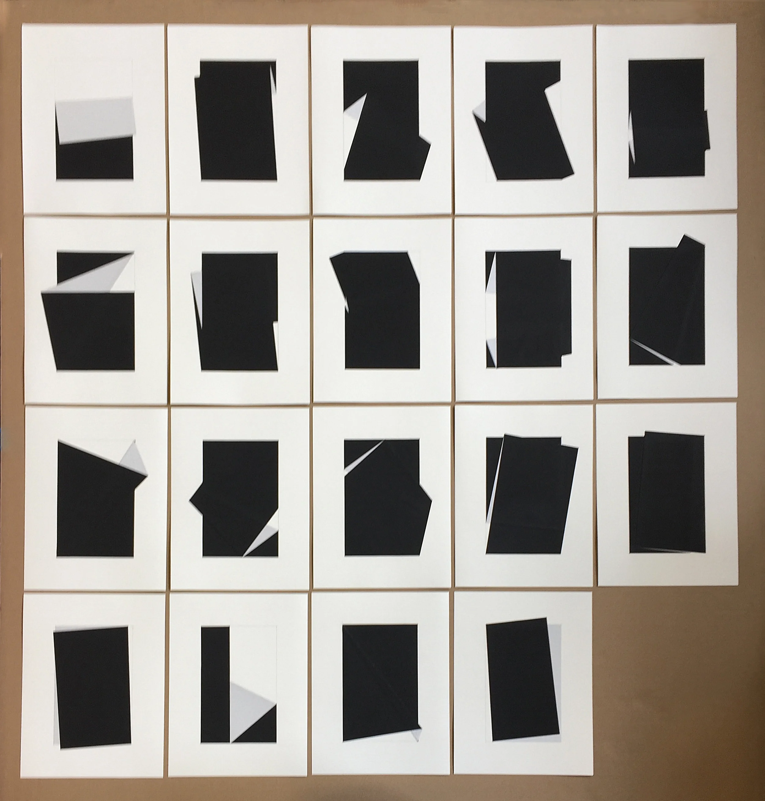  Paper Folds 1-19, studio view, 2017 
