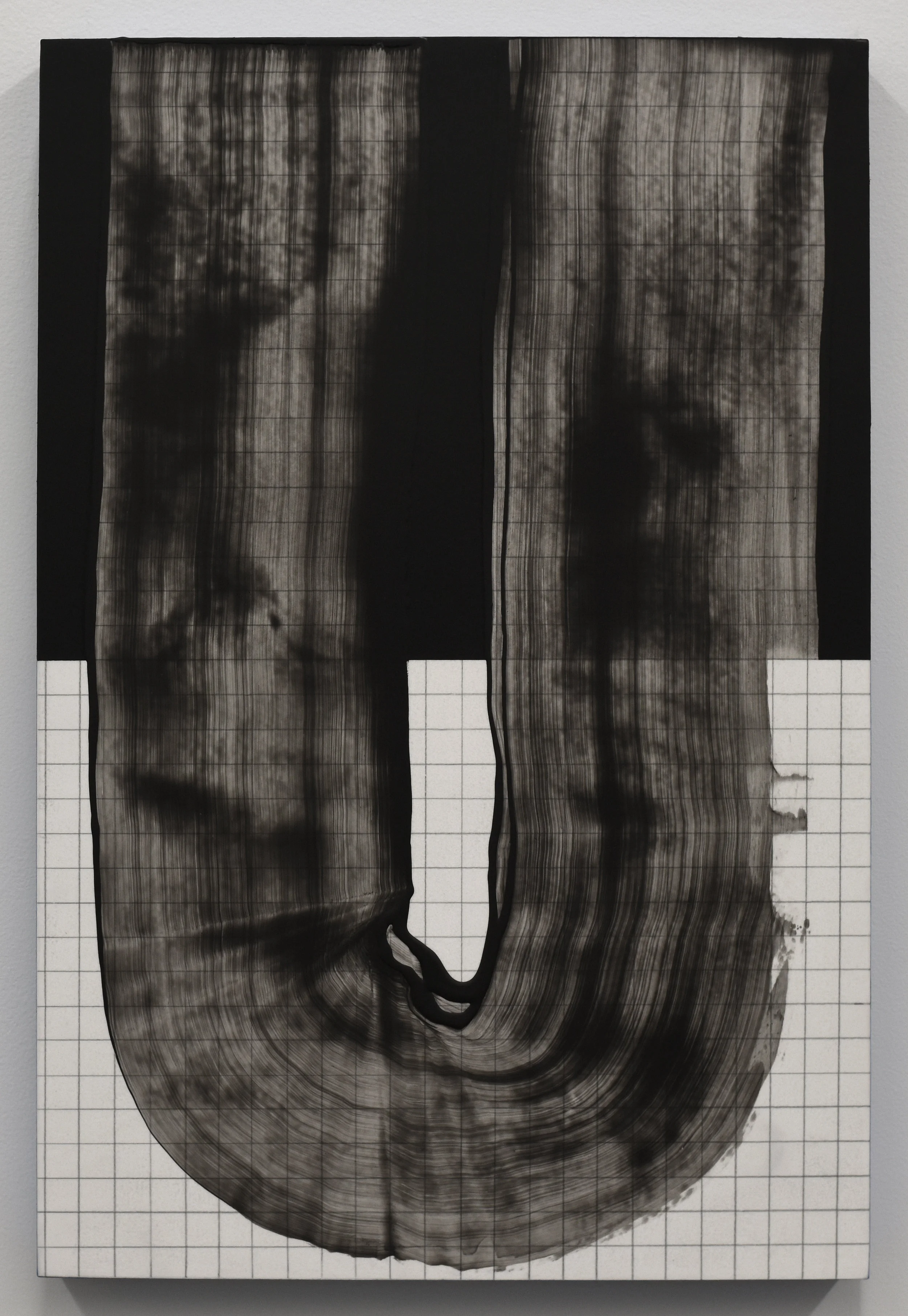  Erasure 20, graphite, chalkboard paint, mylar on panel, 18” x 12”, 2019 