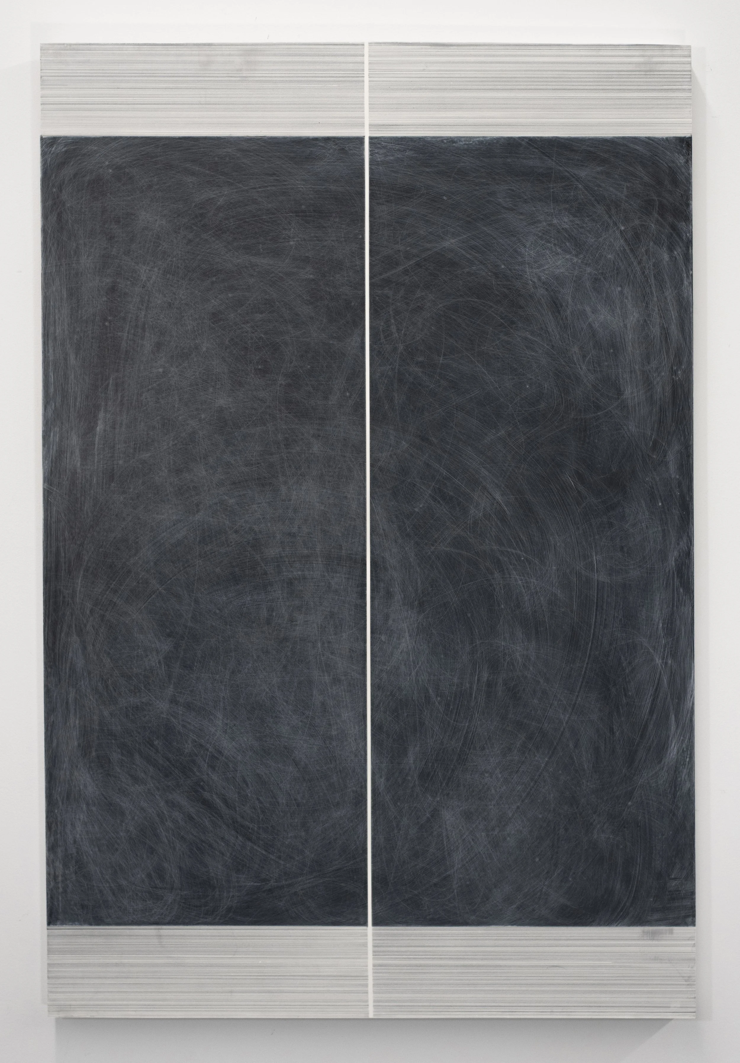 Erasure 34, charcoal, graphite, chalkboard surface, mylar on panel, 36” x 24”, 2022