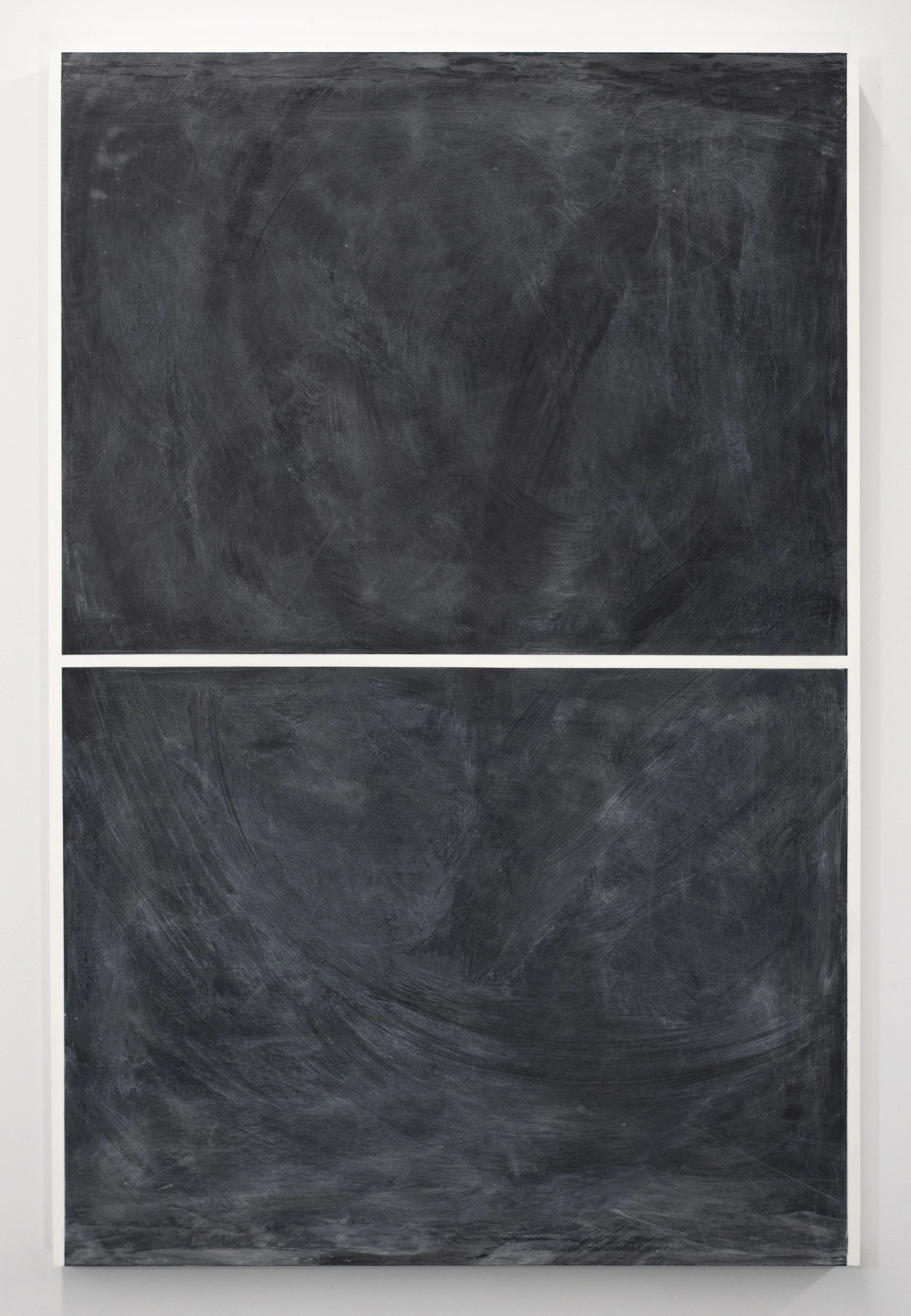 Erasure 37, charcoal, graphite, chalkboard surface, mylar on panel, 36” x 24”, 2022