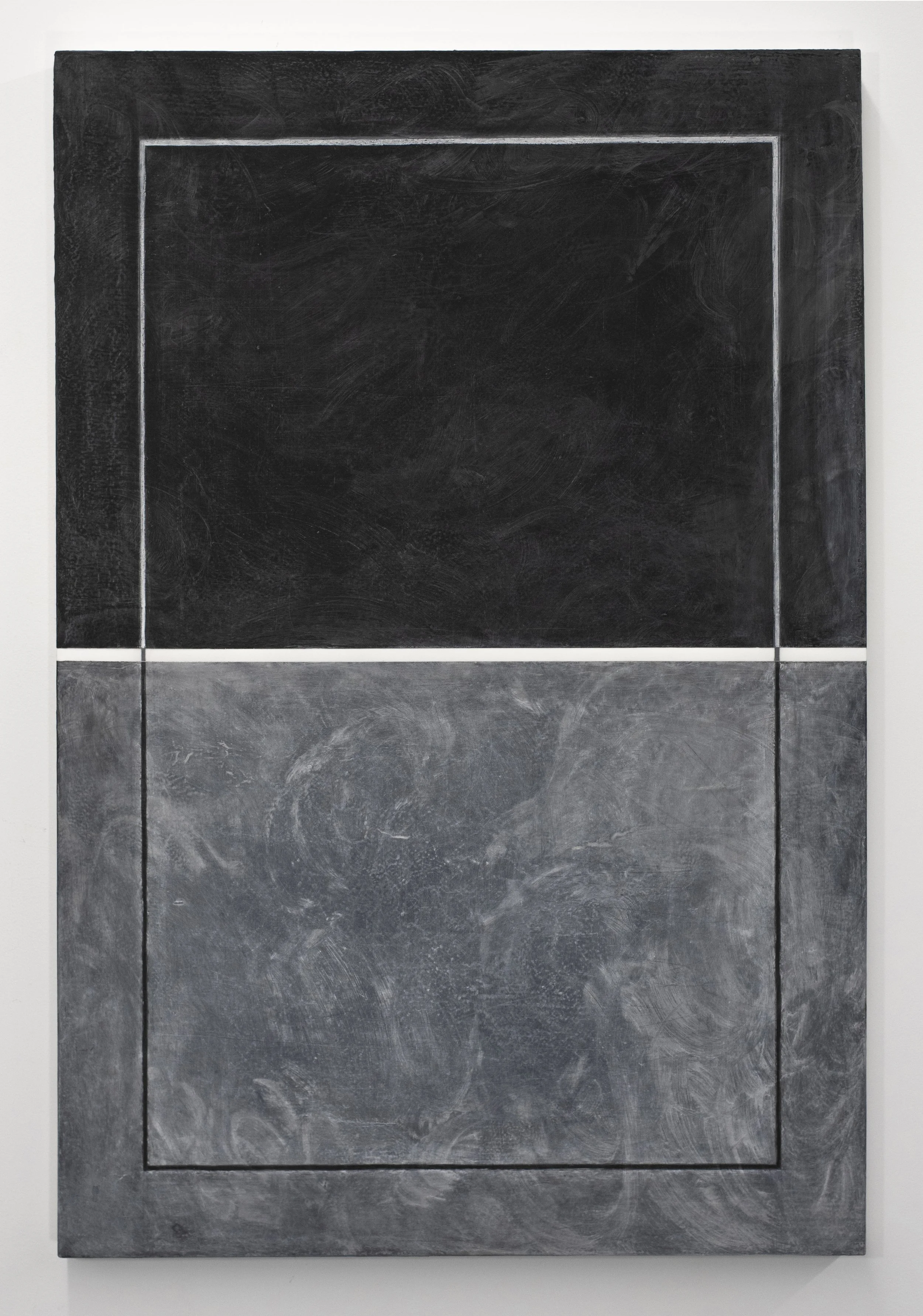 Erasure 30, charcoal, graphite, chalkboard surface, mylar on panel, 36” x 24”, 2020
