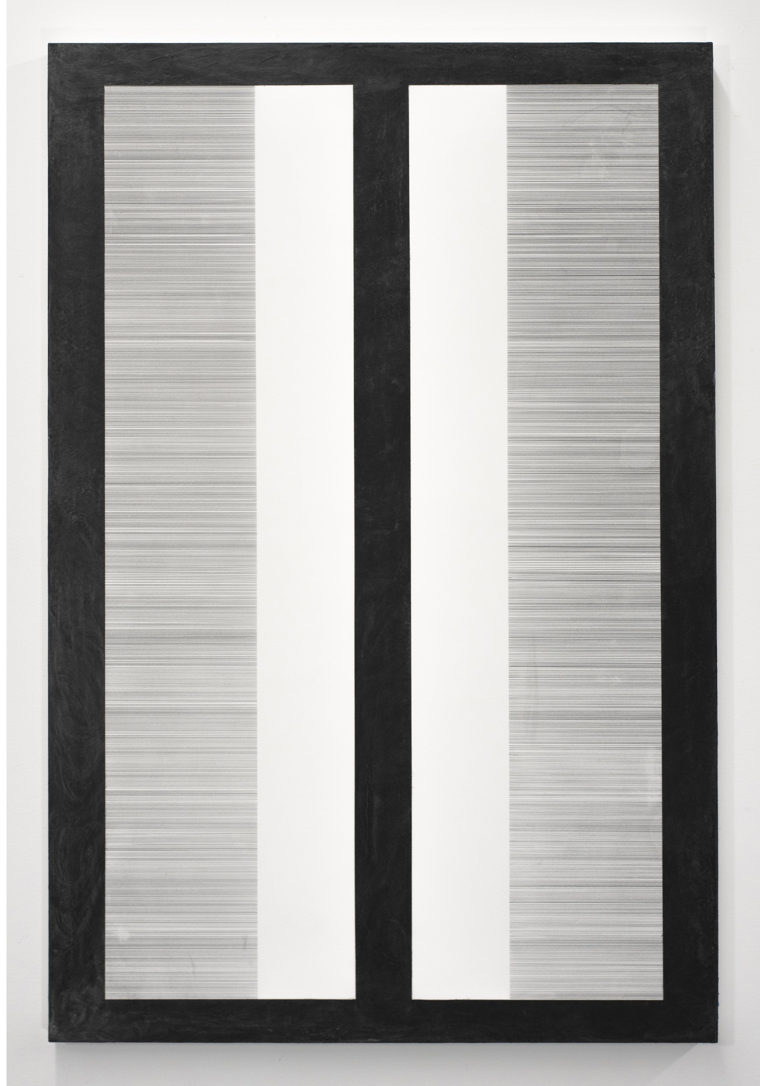 Erasure 27, charcoal, graphite, chalkboard surface, mylar on panel, 36” x 24”, 2020