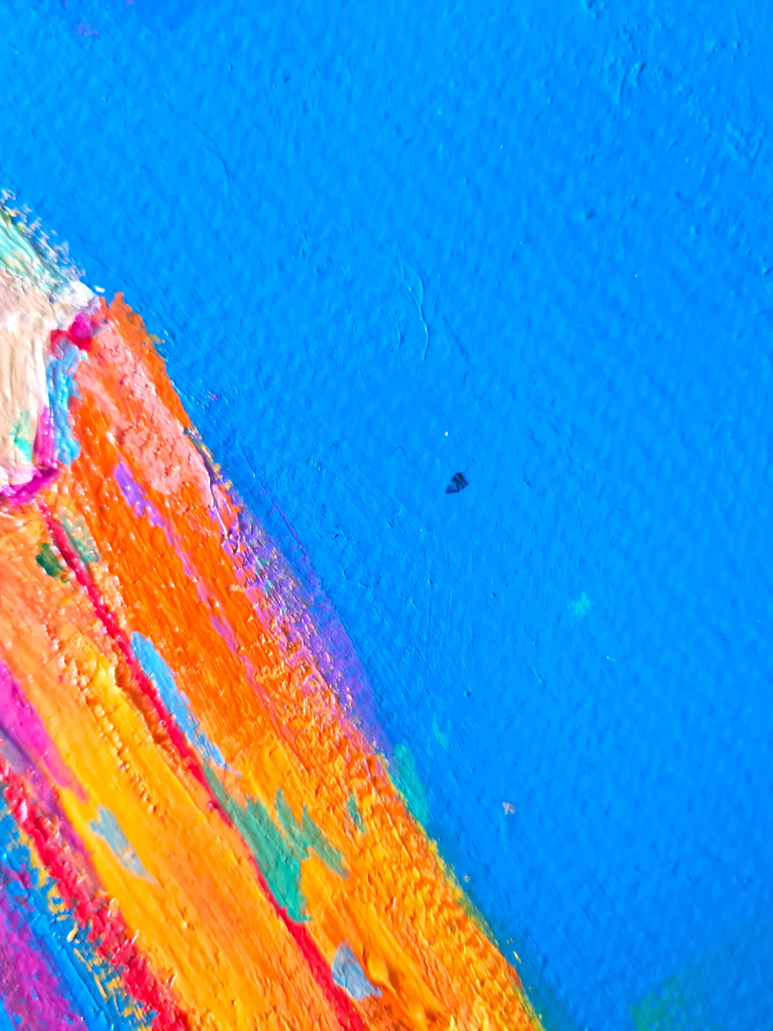 close up of a blue painting