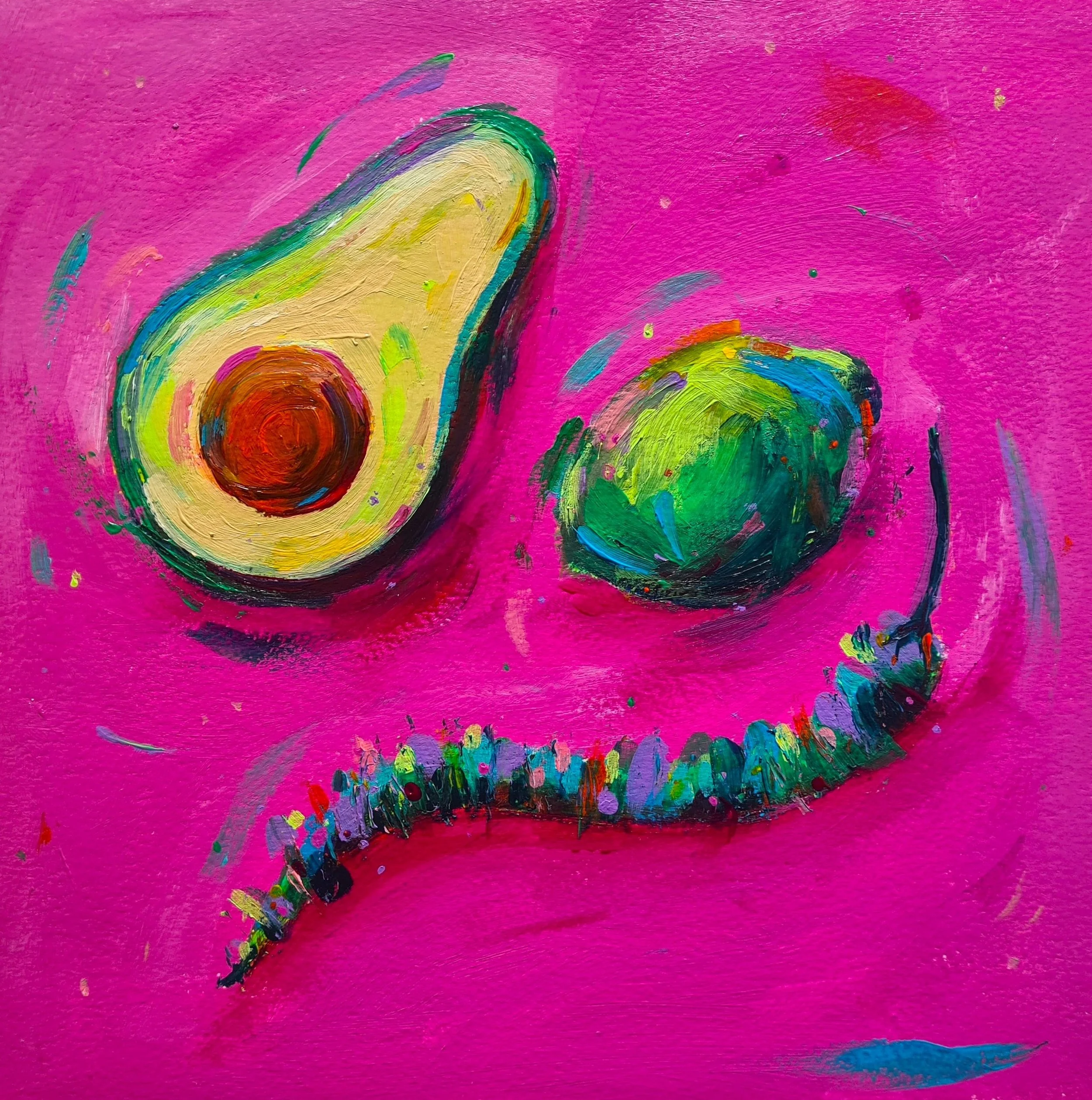avocado, lime and chilli painting