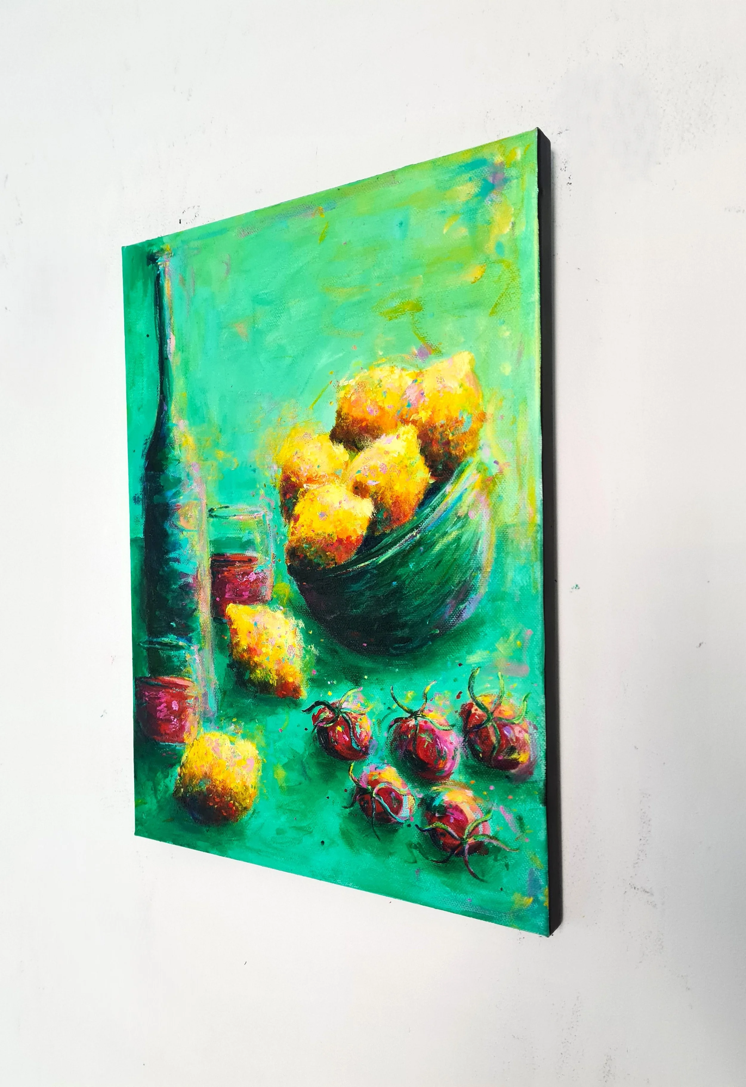 side view of colourful art