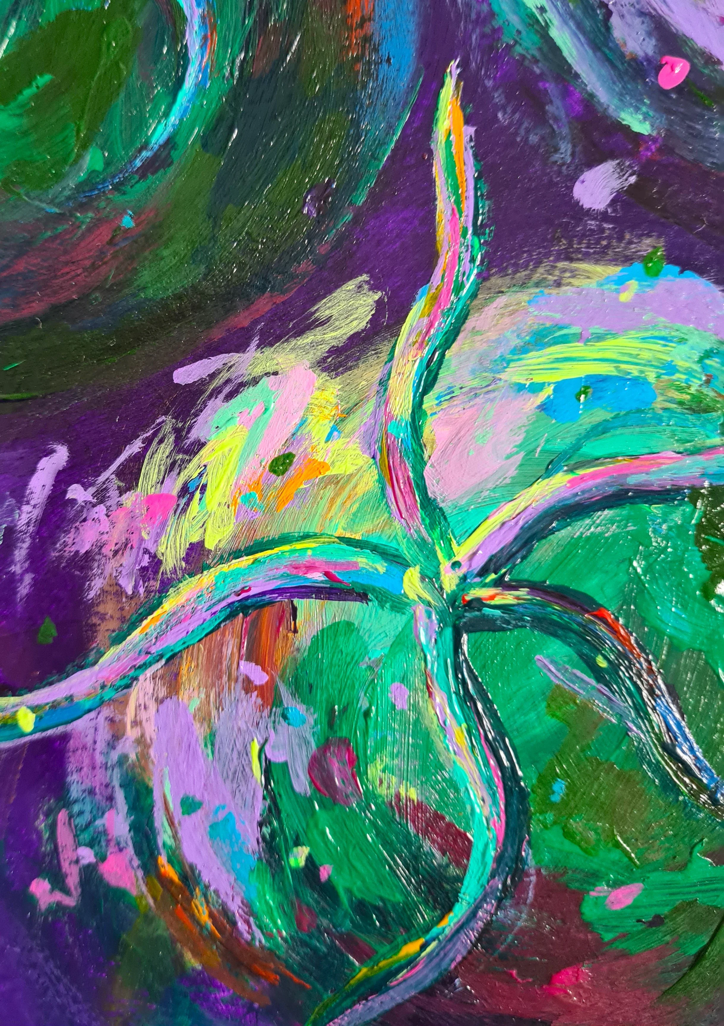 green and purple tomato art