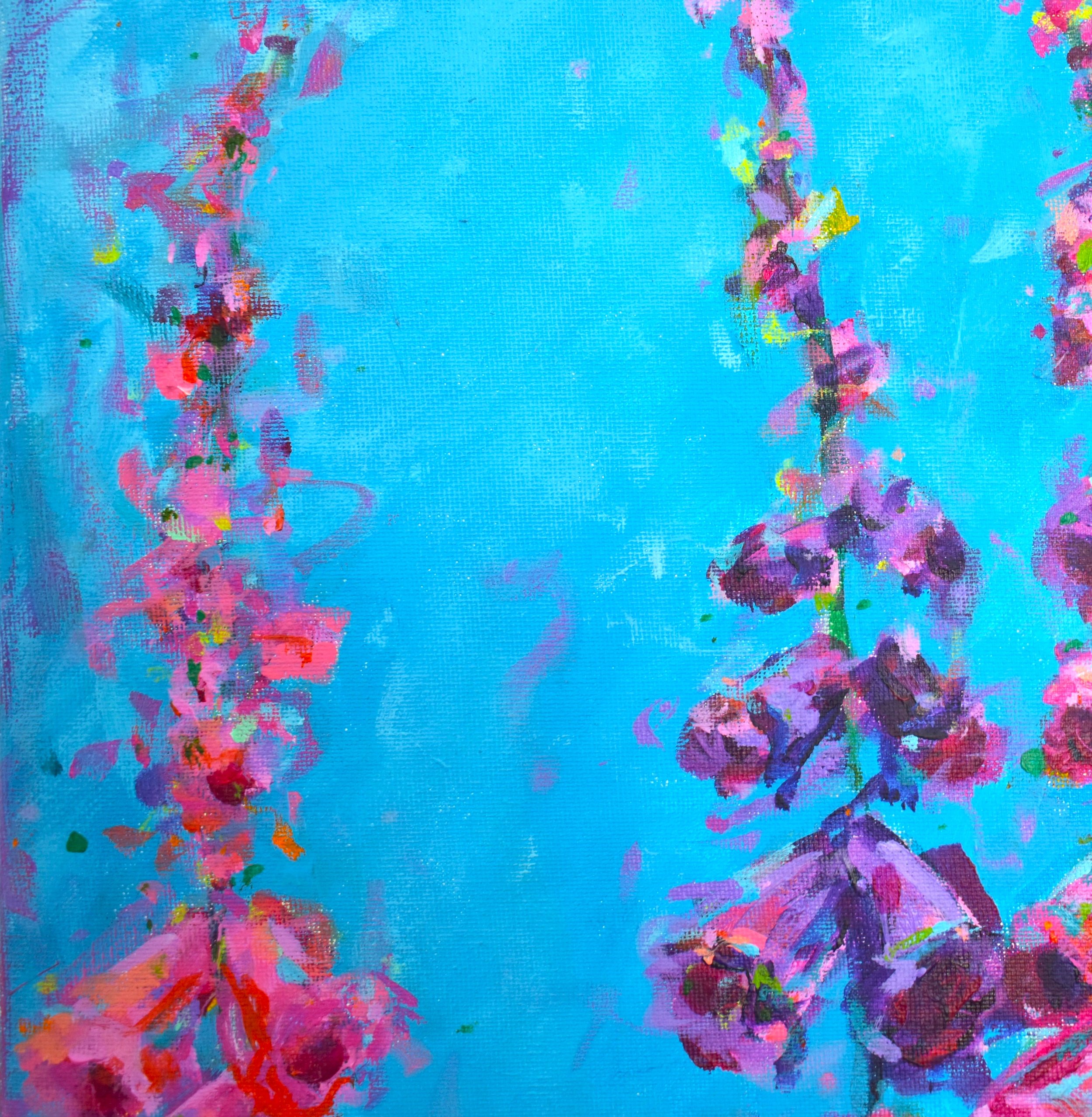 pink and blue impressionist painting