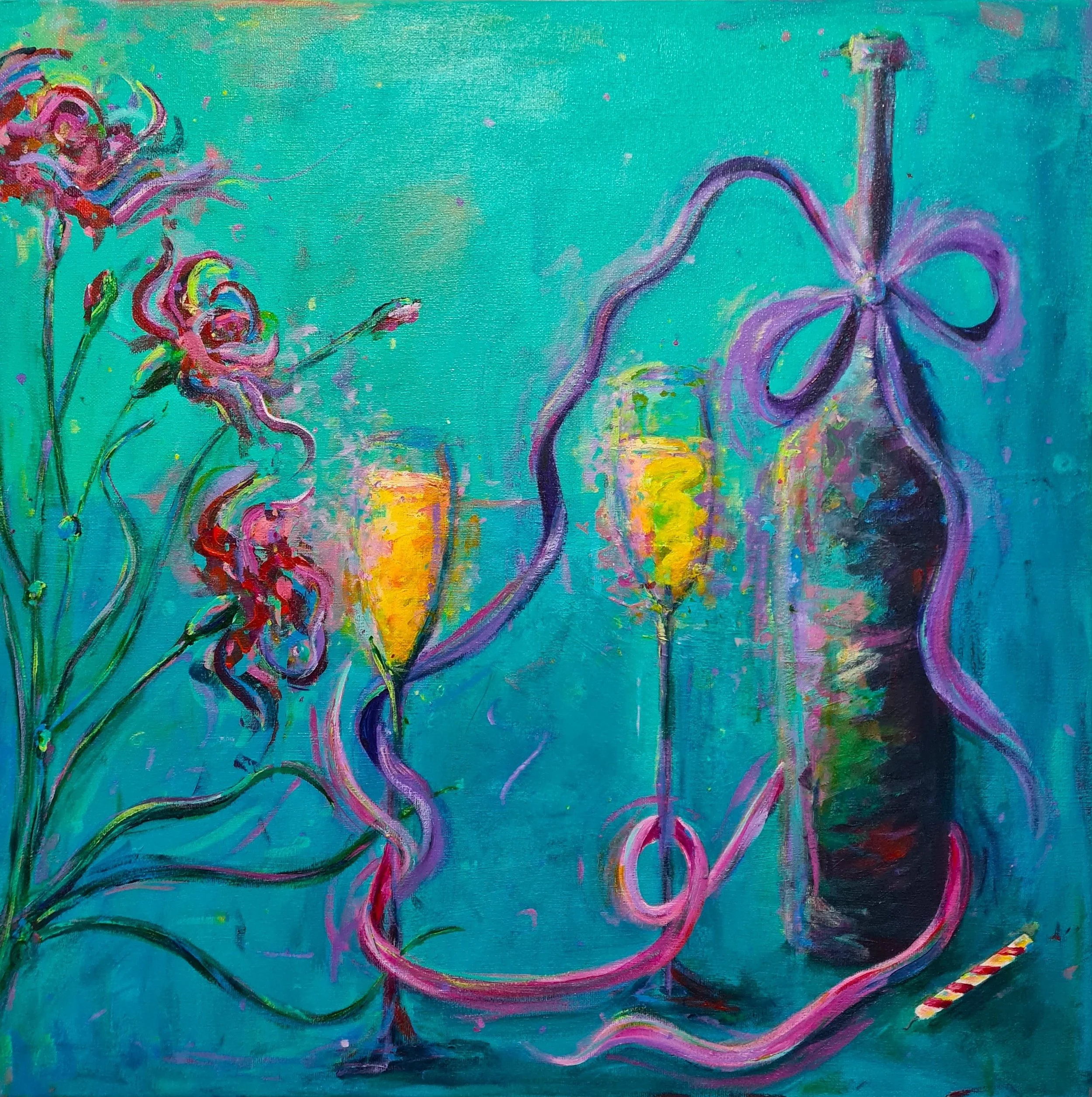 large painting of a birthday party