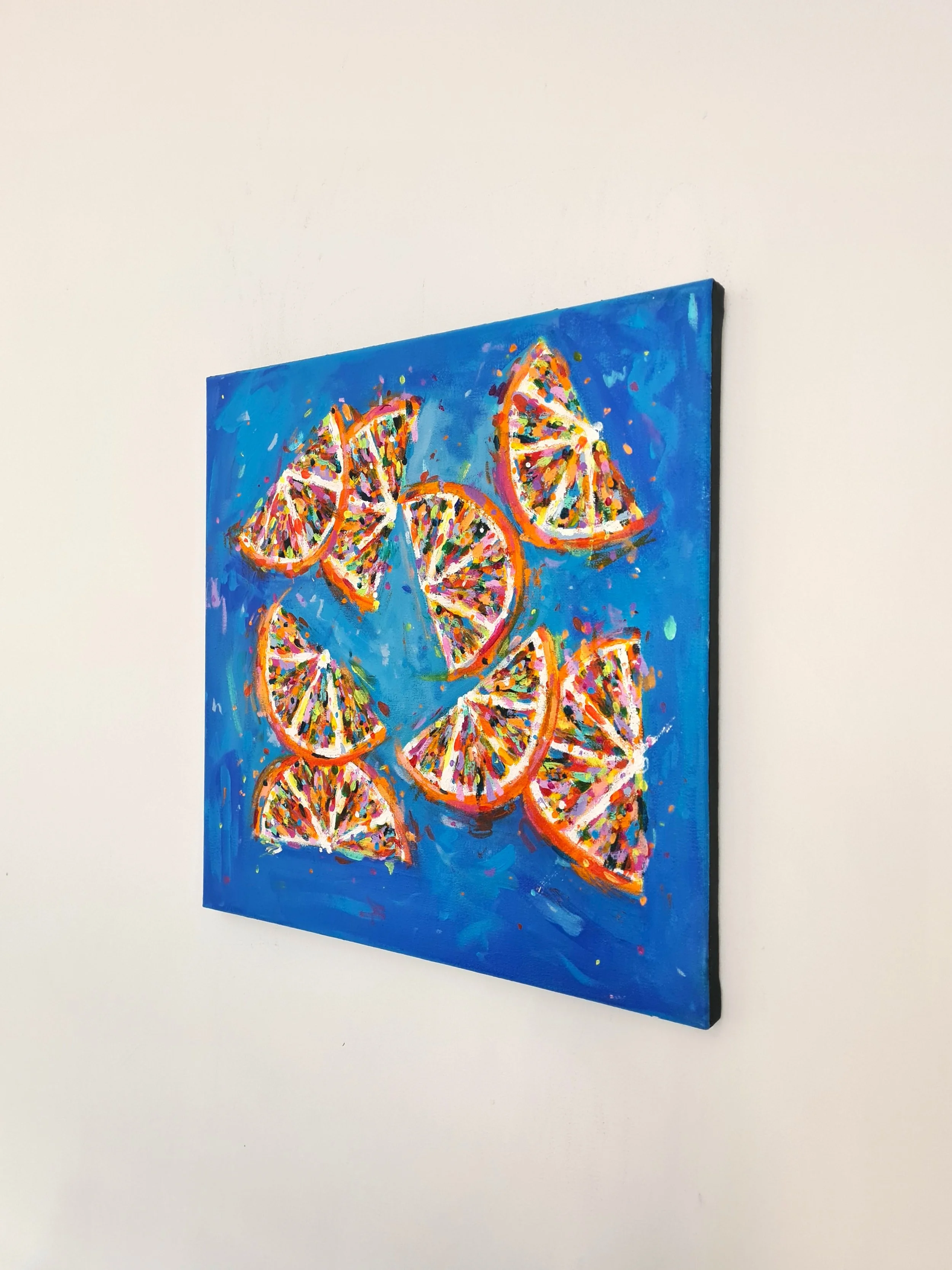square painting of oranges