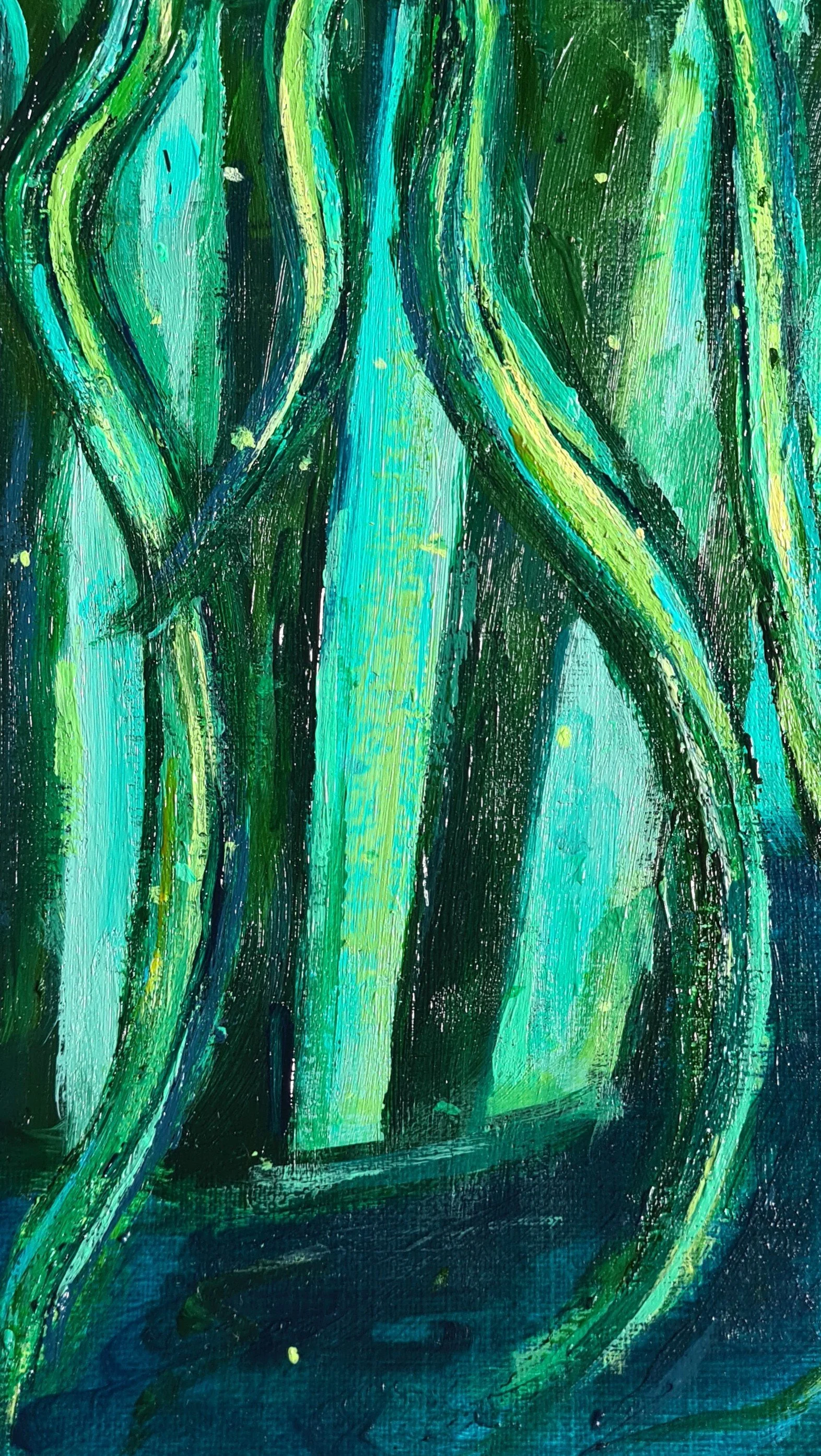 close up of a green painting