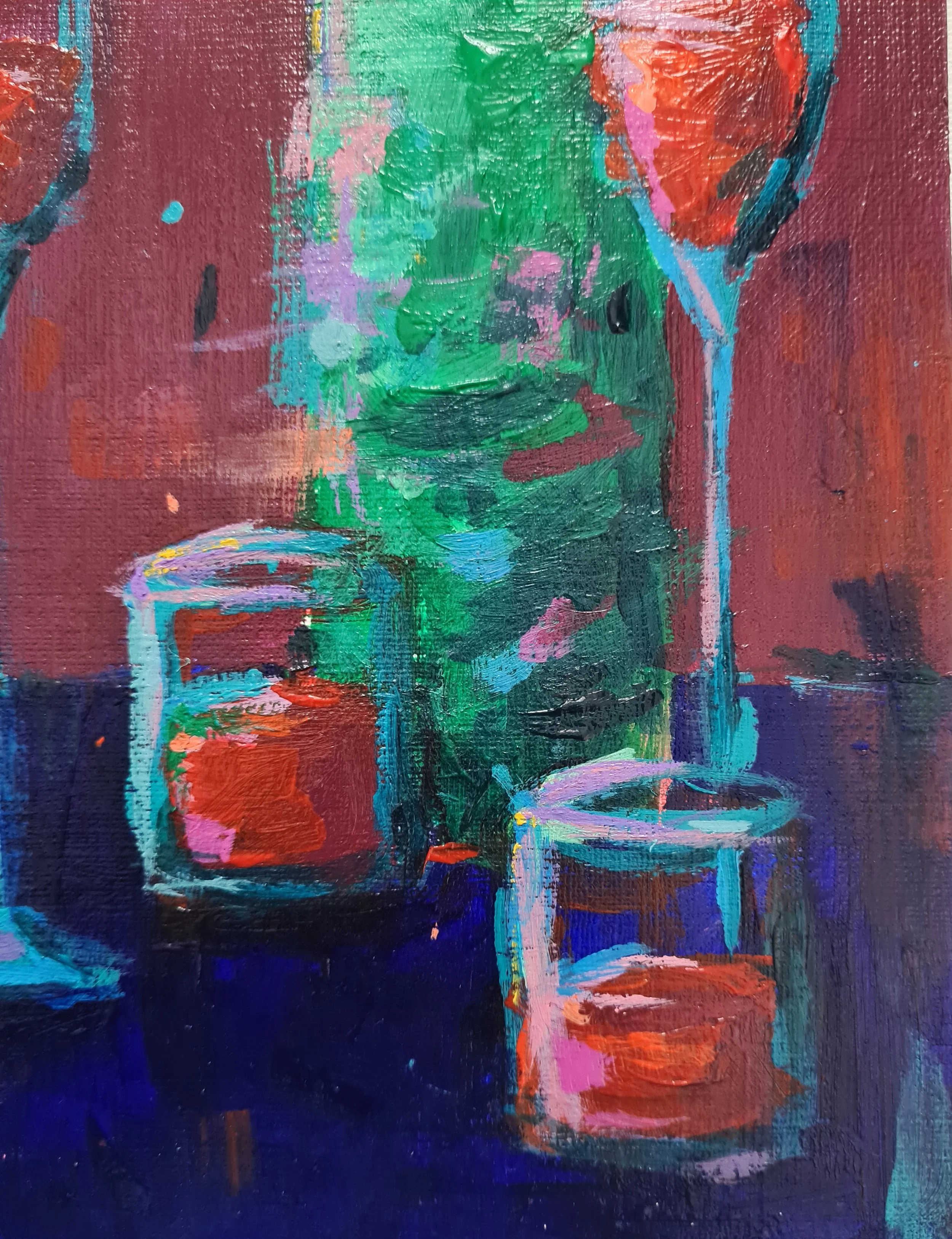 Red wine glasses