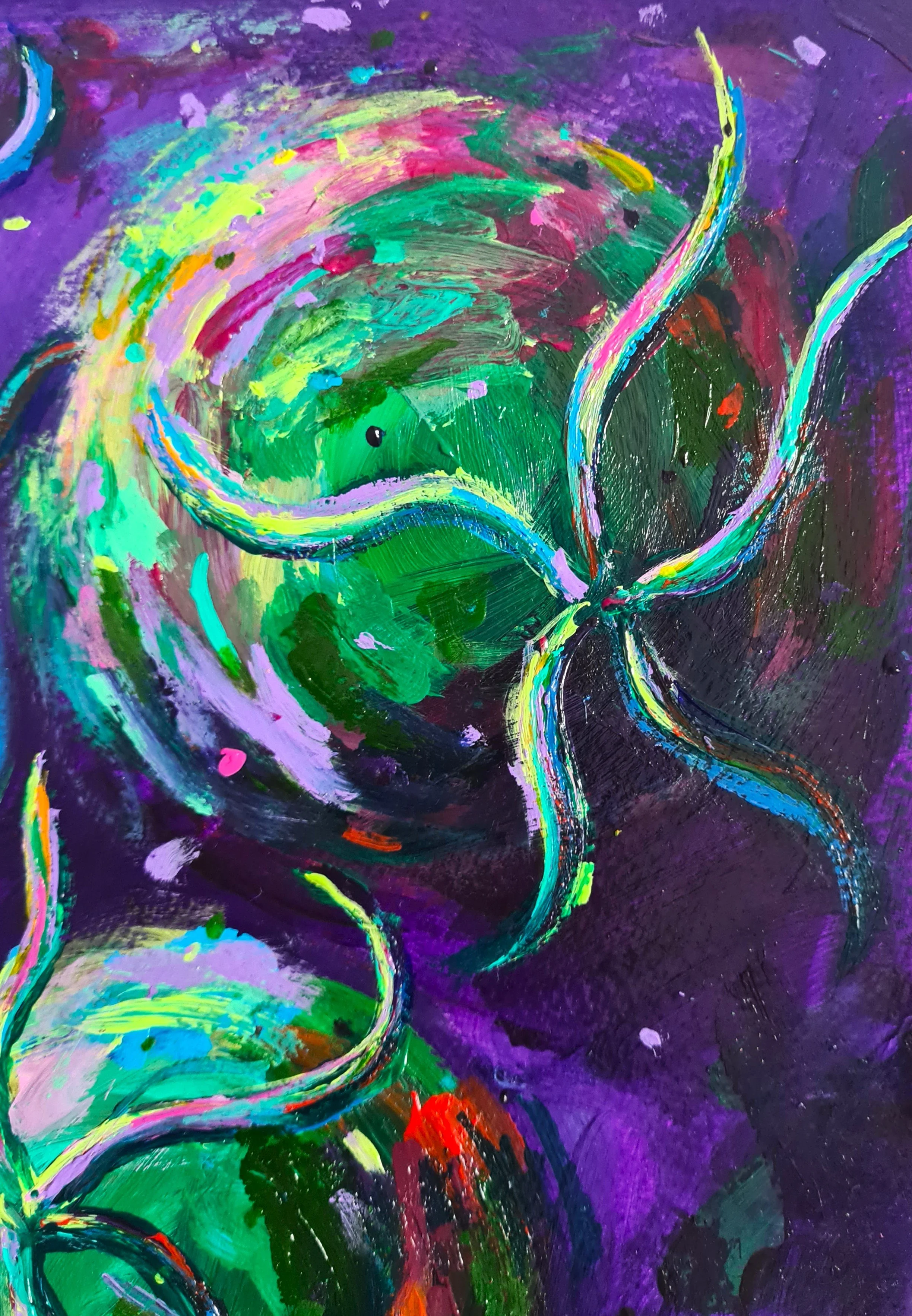 close up of a colourful painting