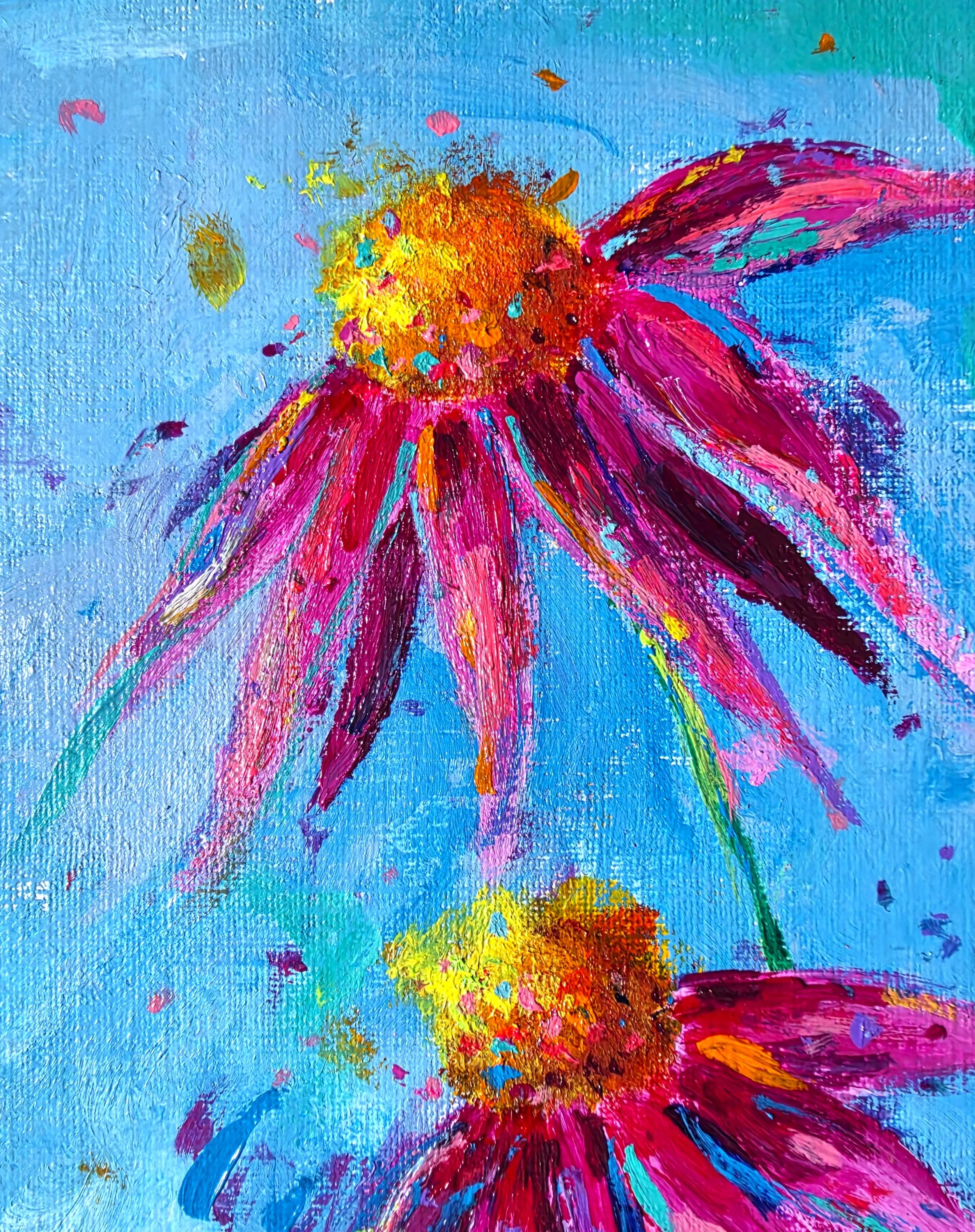 pink and green painting