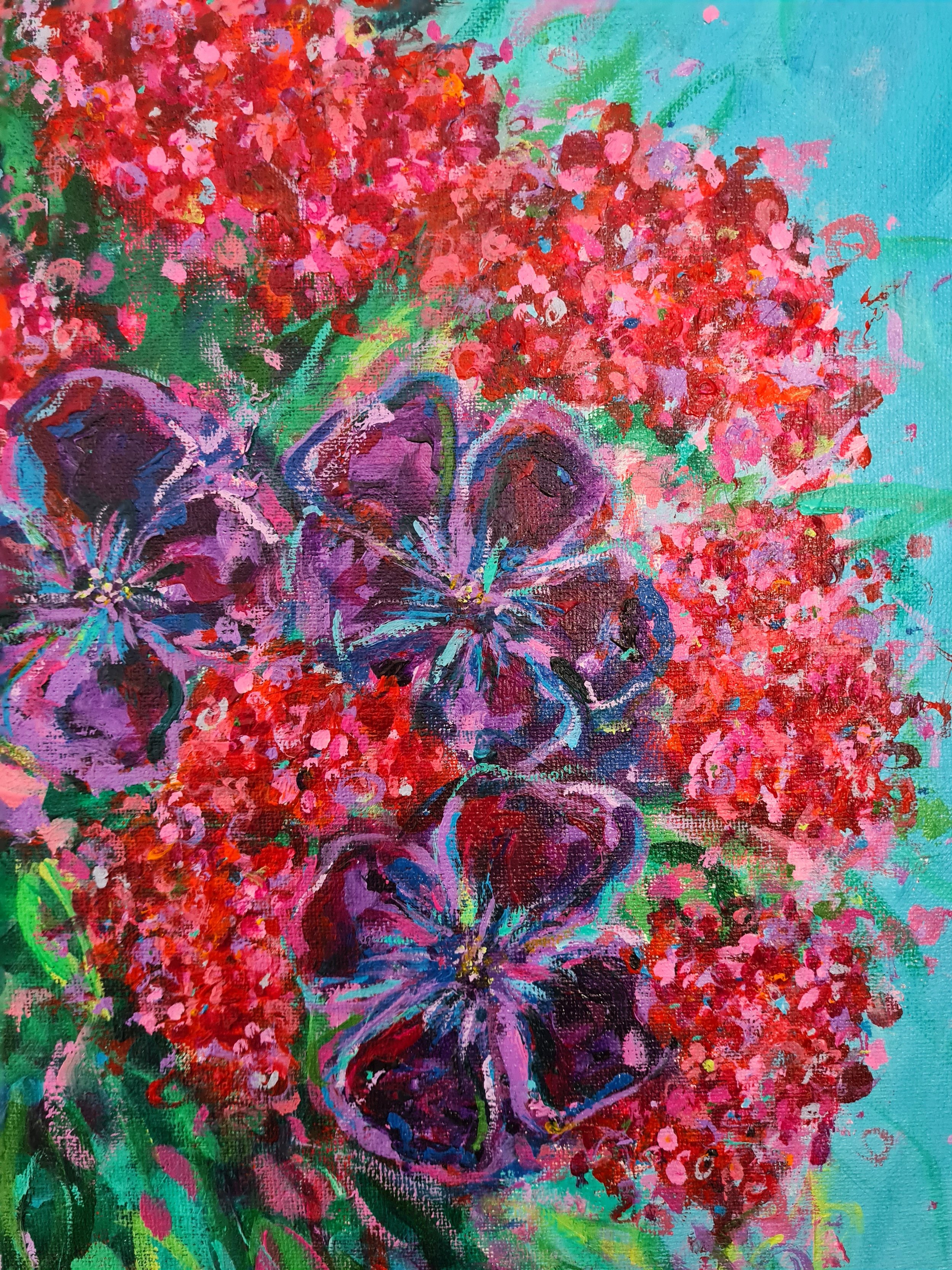 close up of red flowers