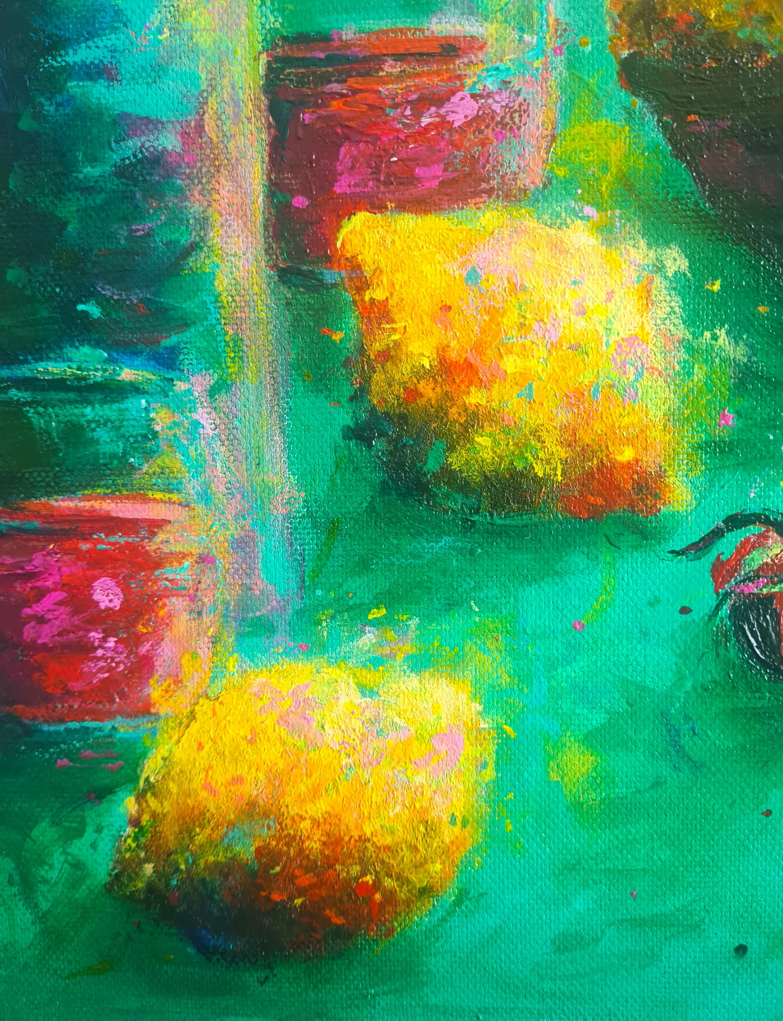 close up painting of lemons