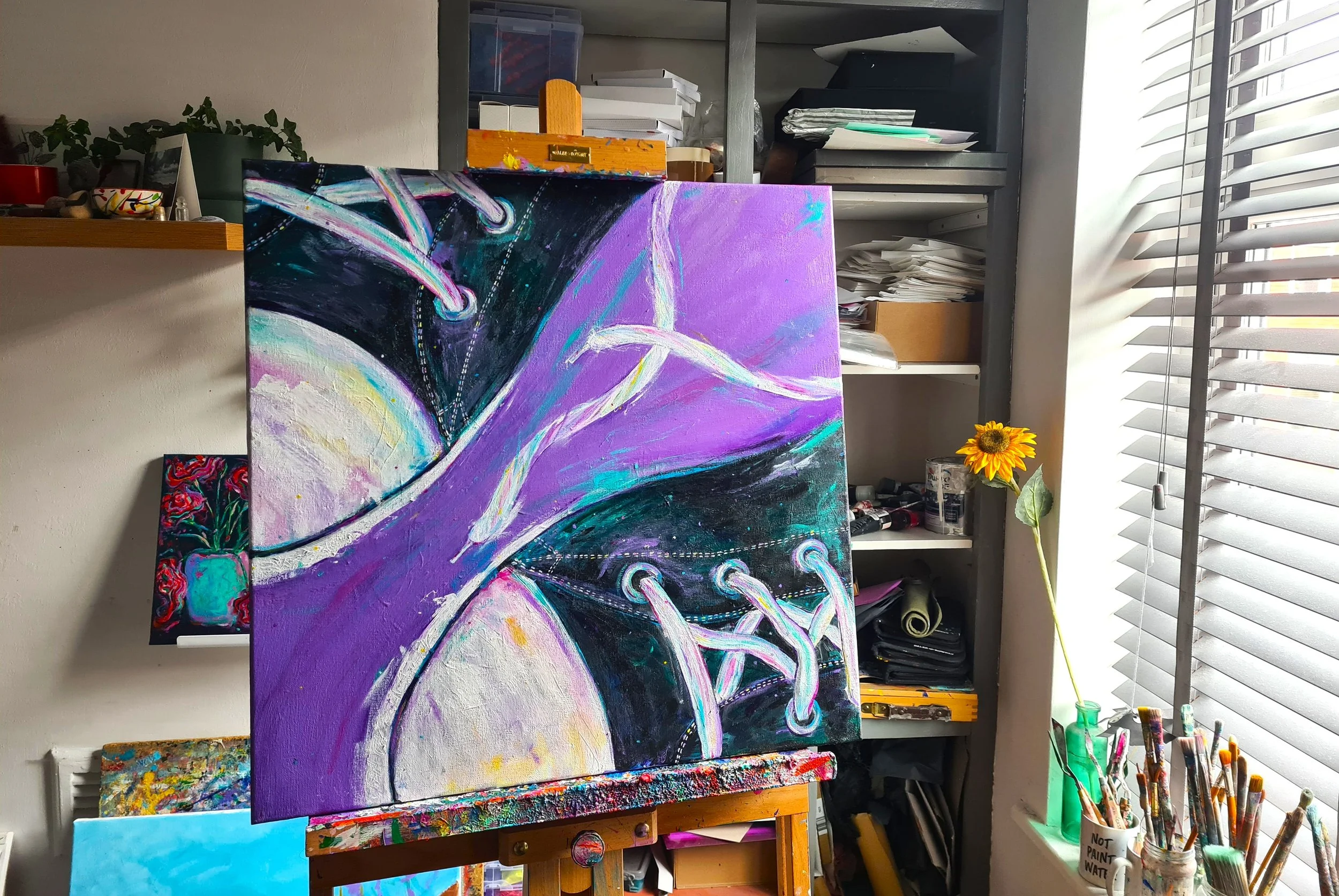 artist studio with painting