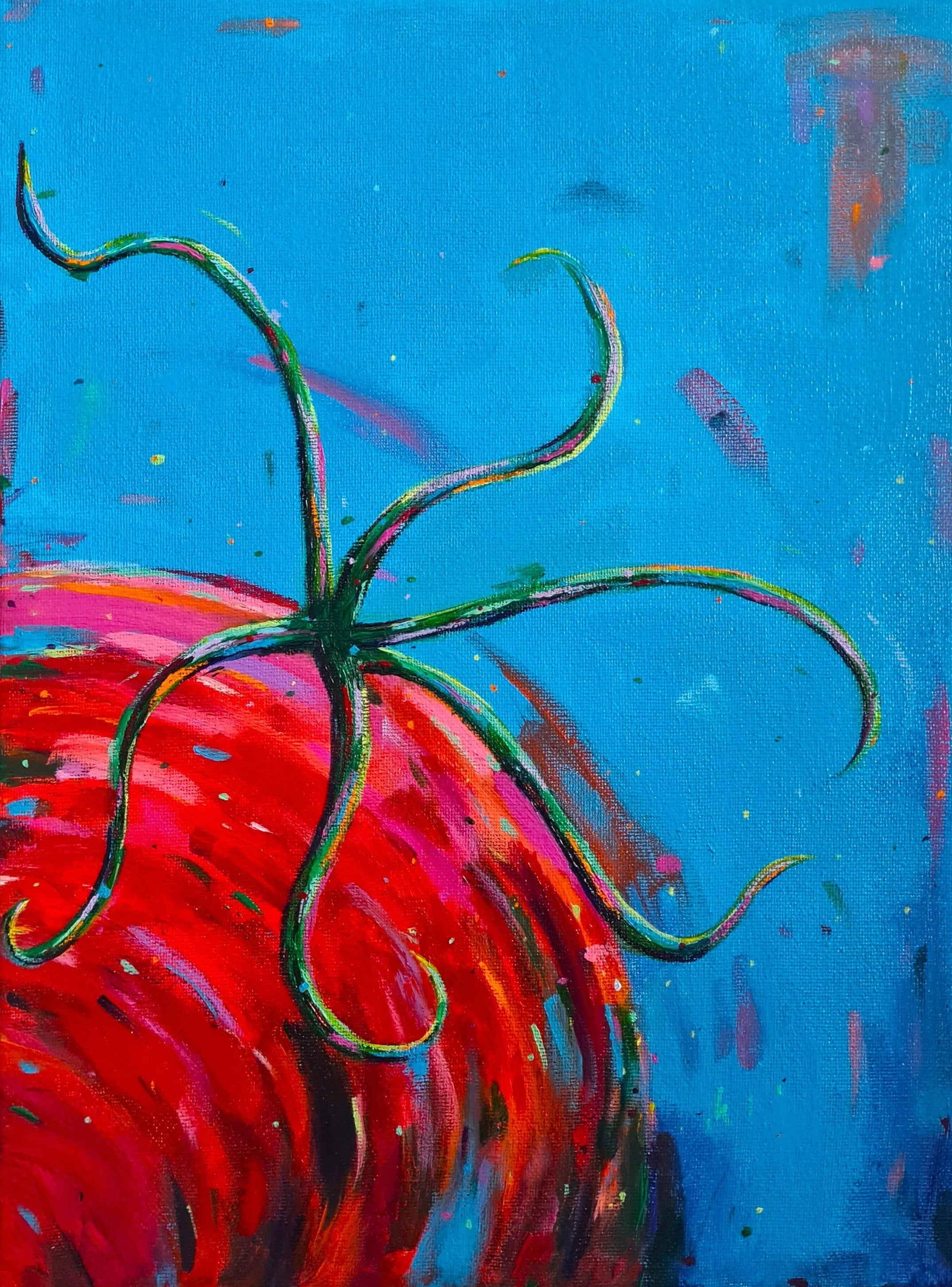 colourful painting of a tomato