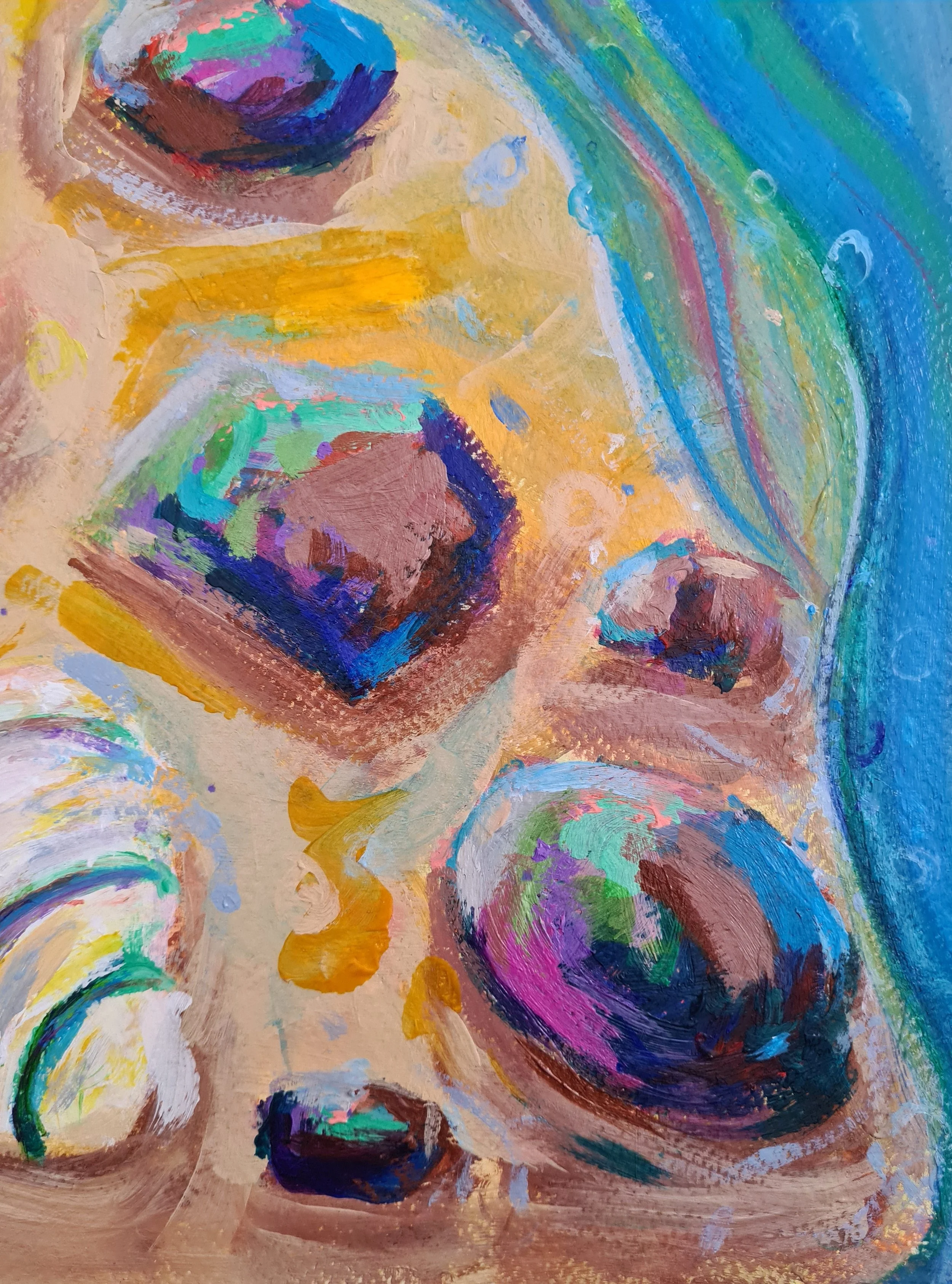close up of a seaside painting