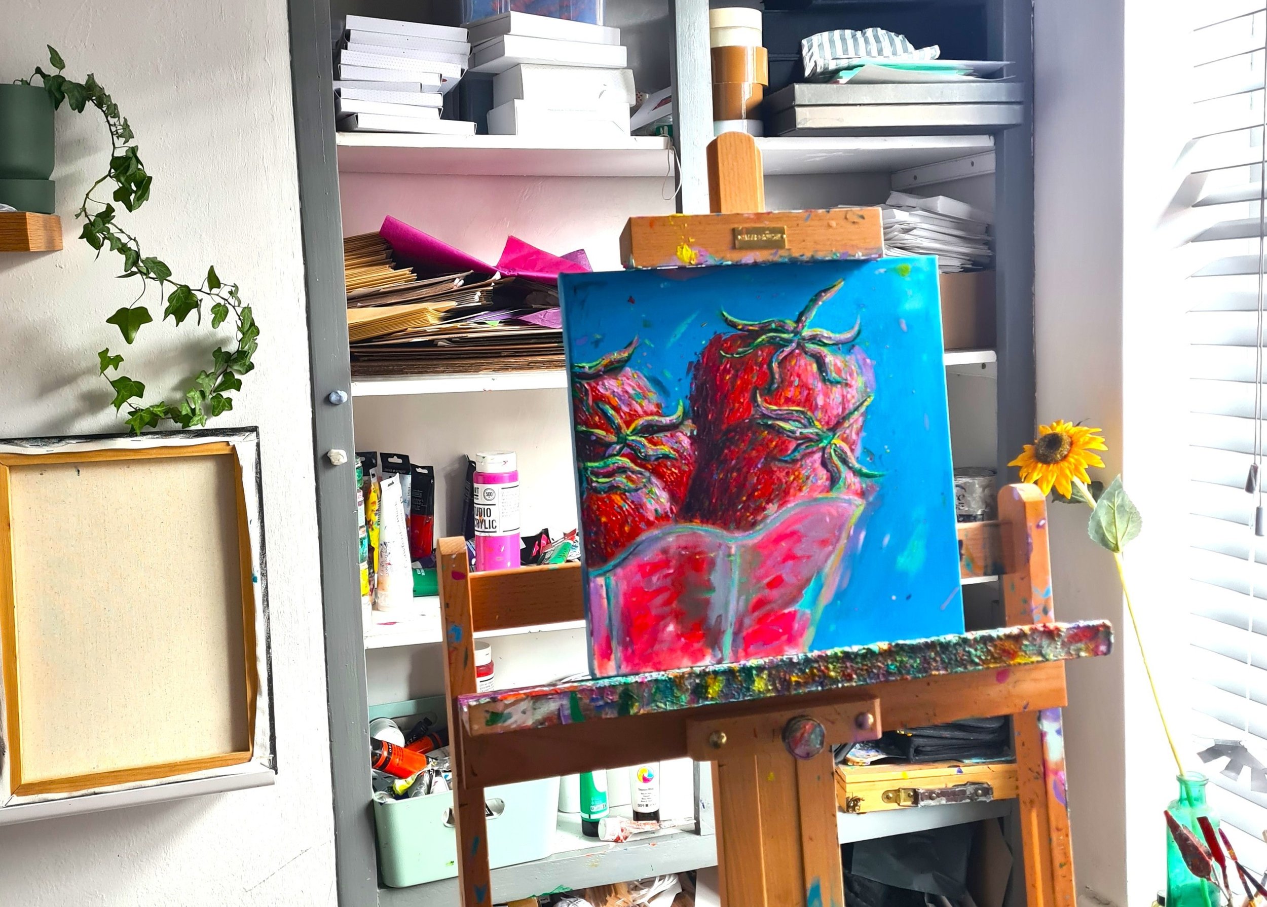 artist studio with painting