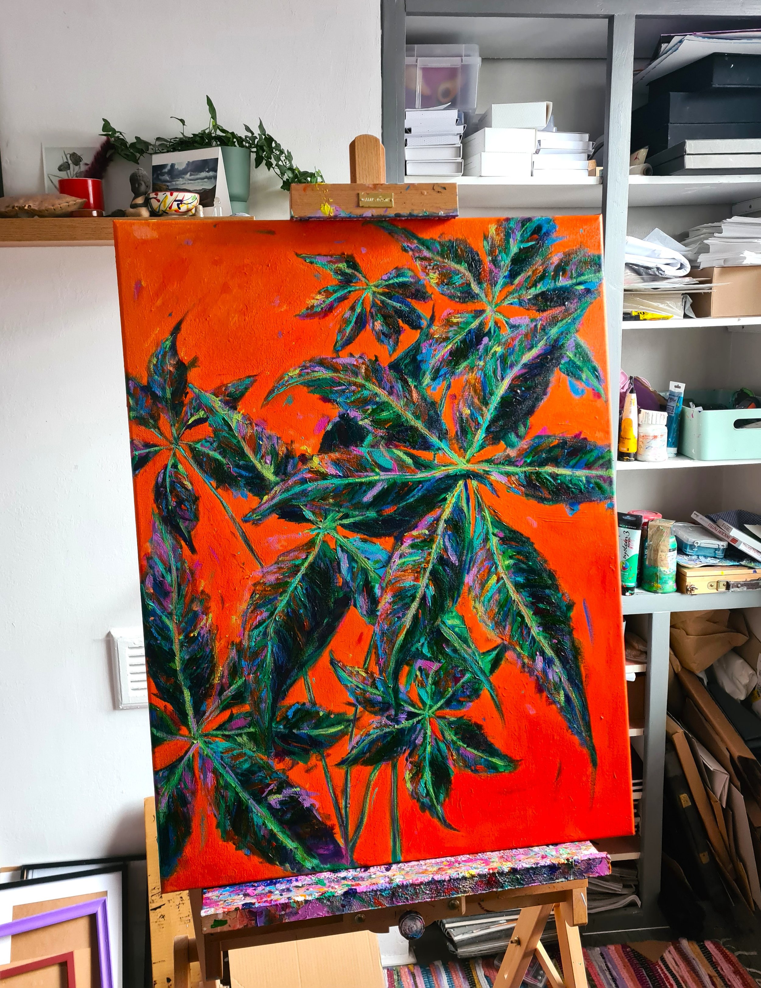 artist studio with painting