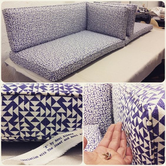 Helen Miller Custom E Print Cushions in Indigo