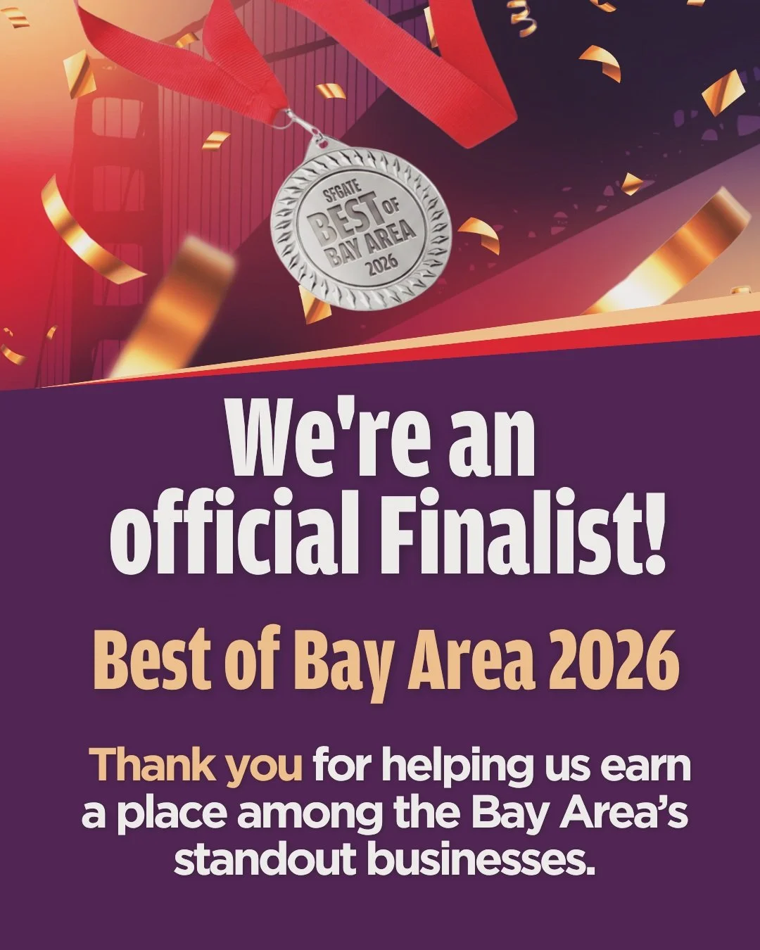 🎉 Exciting news!

We're honored to be named a Best of Bay Area 2026 Finalist in the Best Wedding Venue category by SFGATE's Best of Bay Area Readers' Choice Awards.

This recognition wouldn't be possible without our incredible guests, community, and