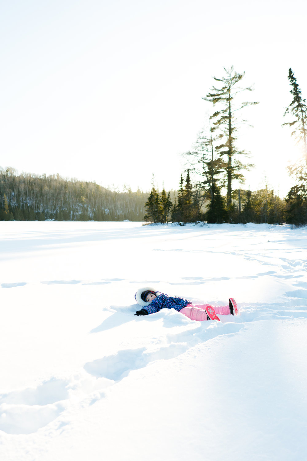 Stock Images of Snow Angels on a Frozen Lake