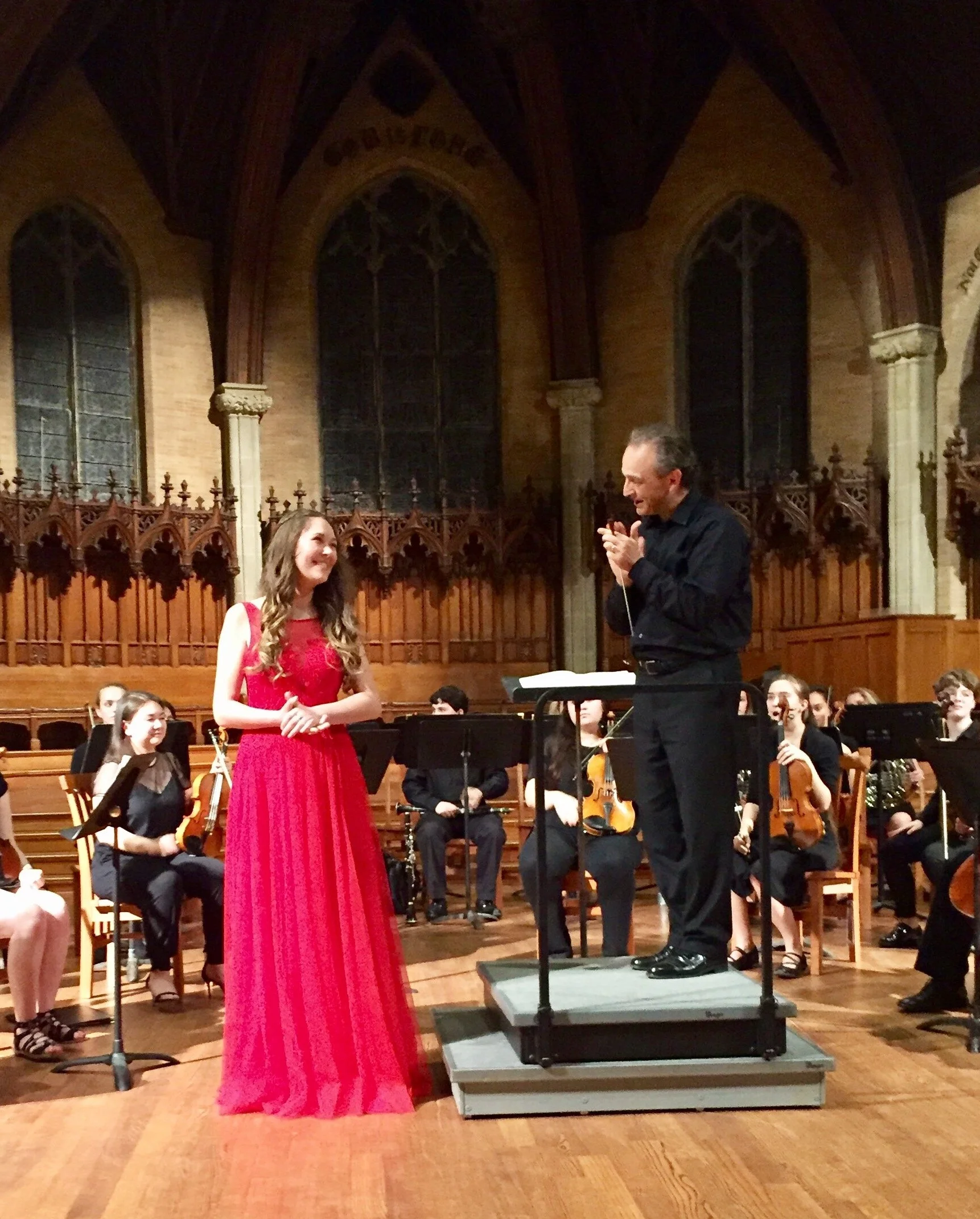 Chandler singing with the Brandeis-Wellesley Orchestra (2017)