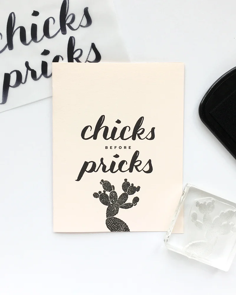 Free Printable | "Chicks before pricks" Valentine's Day Card by Pretty Peas Paperie