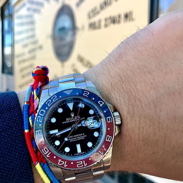 The Rolex GMT-Master II in white gold with the &quot;Pepsi&quot; cerachrom bezel. #116719 #blro #redbandsociety #gmtmaster2 #rolex #nantucket