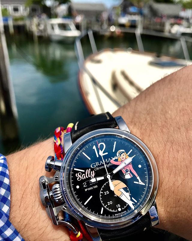 Good afternoon, Sally. The Graham Chronofighter Vintage Nose Art &lsquo;Sally' is part of a series of four very limited edition models, each one featuring a painted belle against a &lsquo;sunbrushed&rsquo; dial. They are hand painted with a single st