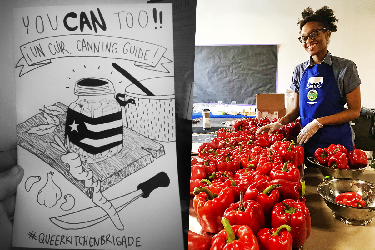Right: The QKB's Ashleigh Eubanks packs a peck of pickled peppers. (From VillageVoice.com)