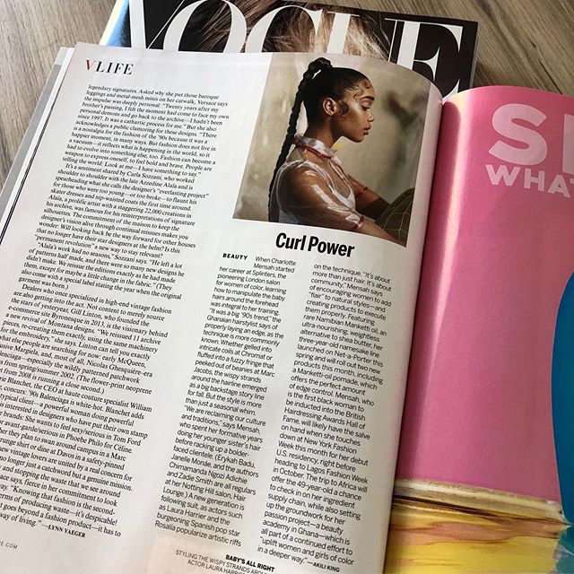 If you happen to pick up a copy of @voguemagazine 's September '19 issue and flip to page 310, you might find some words by ya girl (me lol). I chatted with celeb natural hairstylist @charlottemensah about her journey from getting her start at Splint
