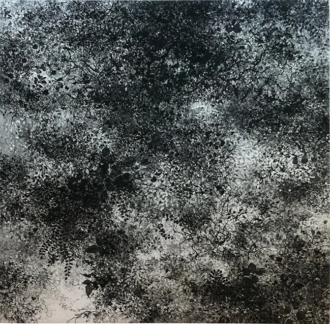 black and white abstract image of foliage