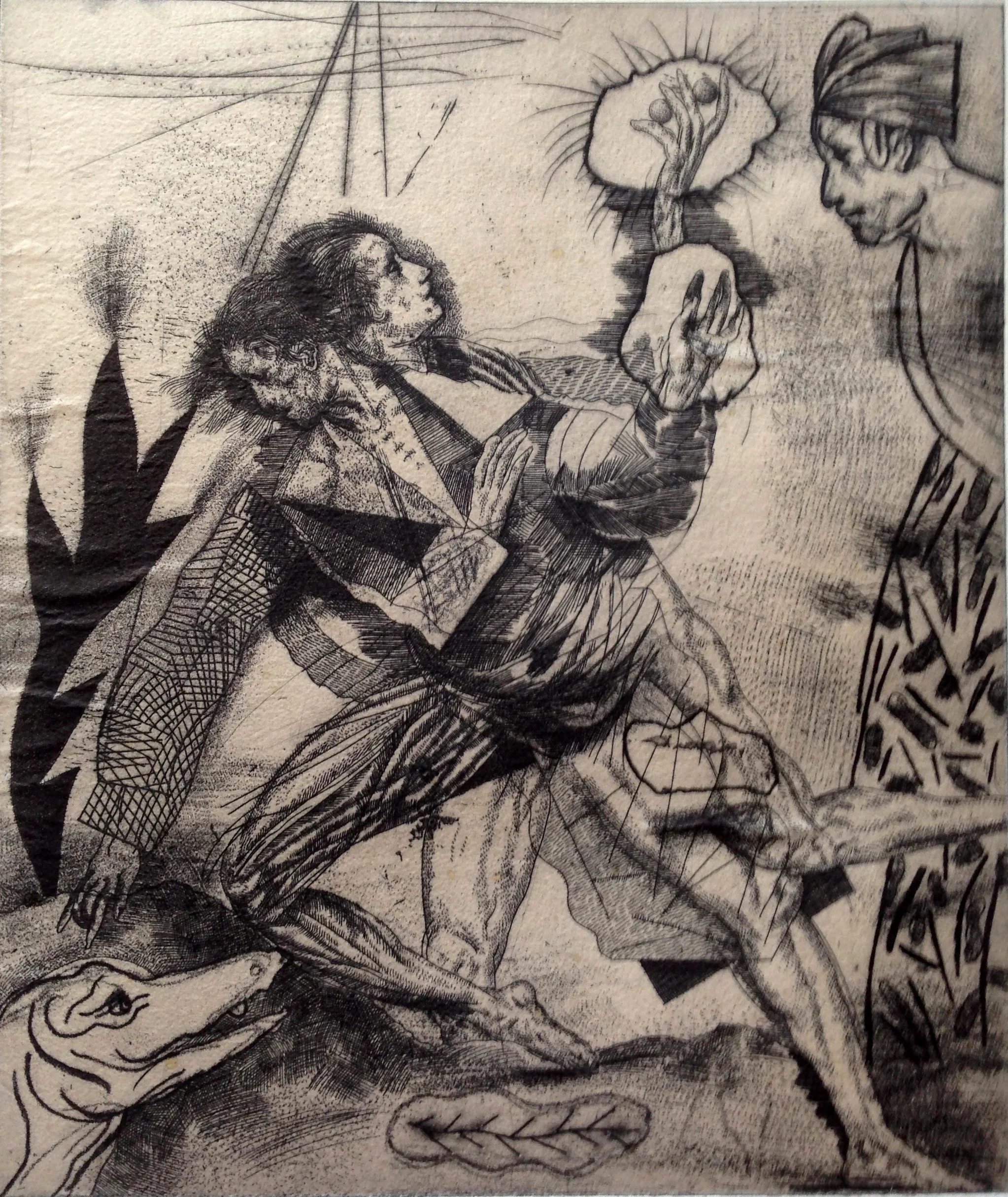 Retour au Noir X,  etching with drypoint by Miguel Condé
