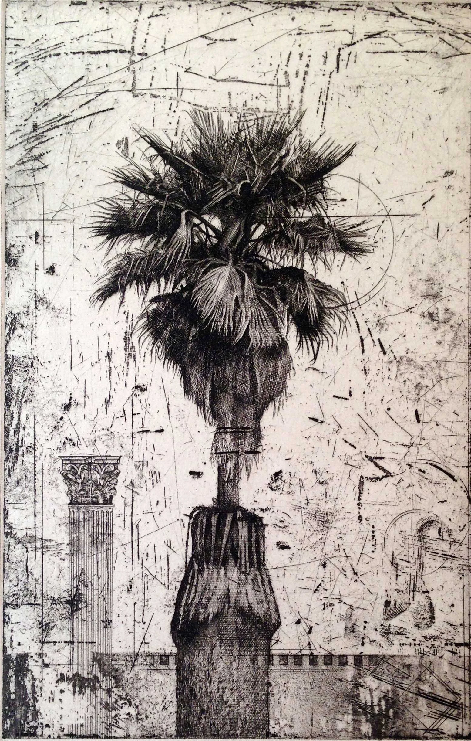 Palm Trees With Column (Black and white)