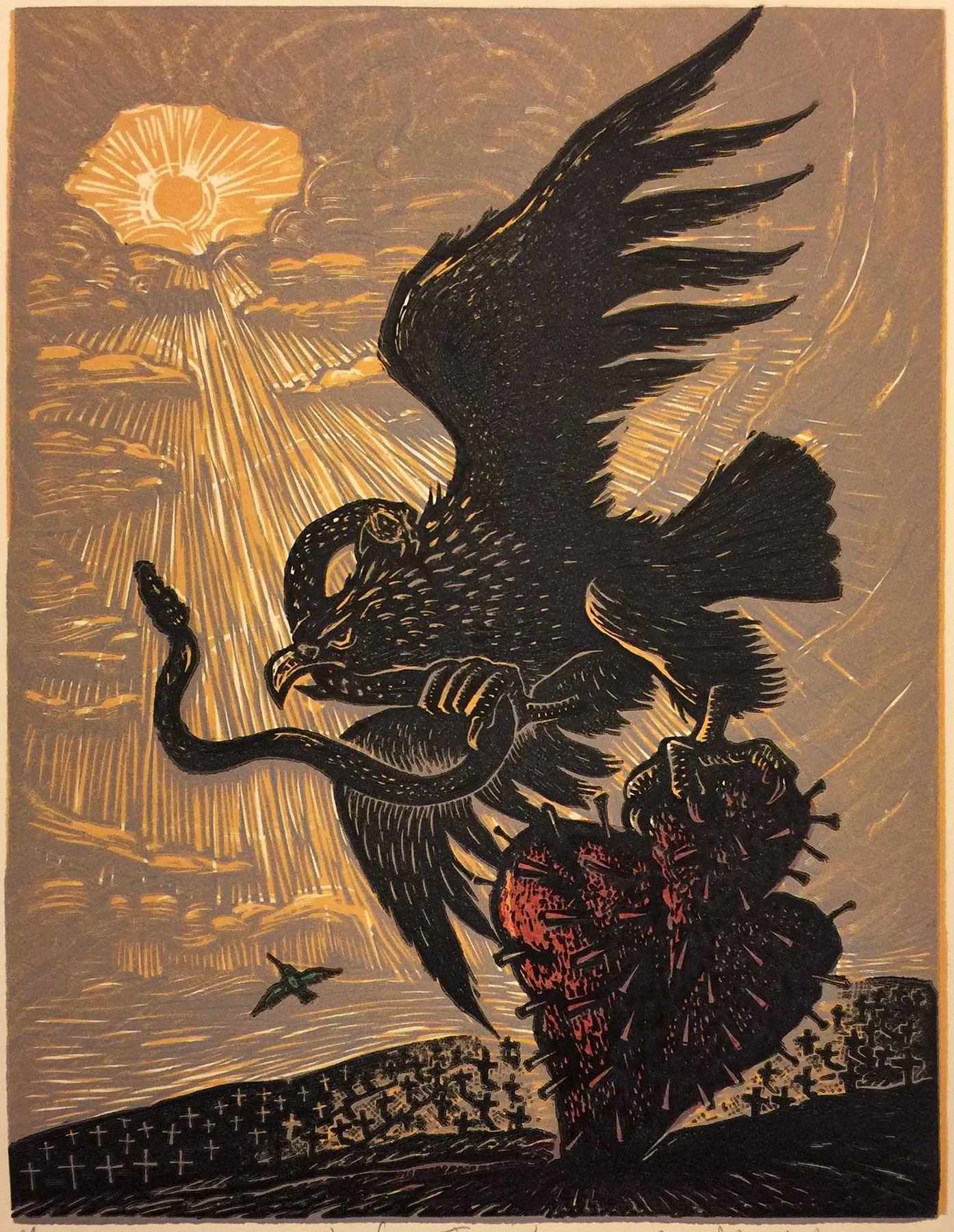 La gran traición, woodcut print by Poli Maréchal