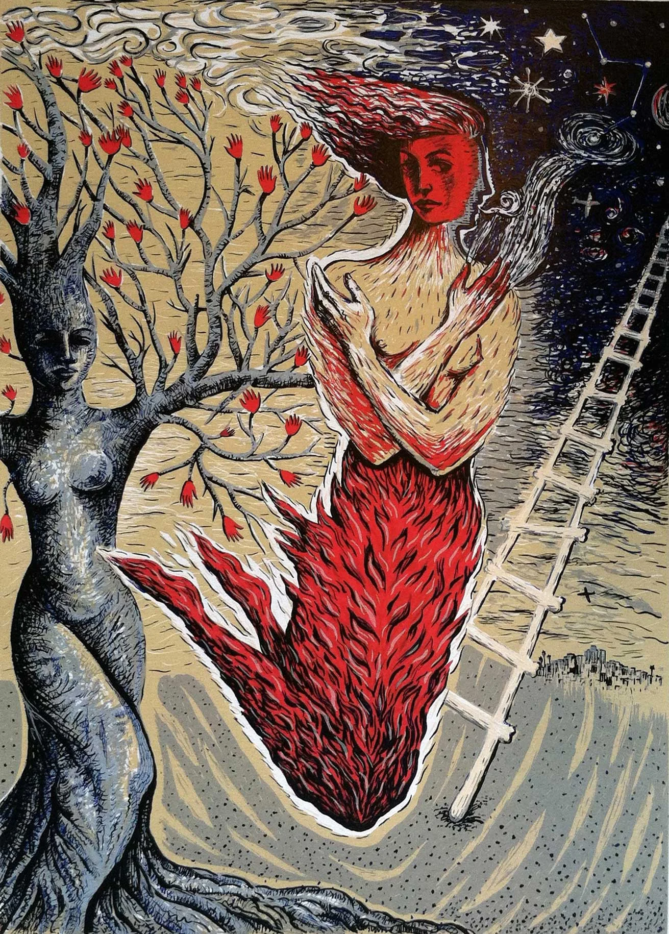 Mujer de Fuego, Serigraph print by Poli Maréchal
