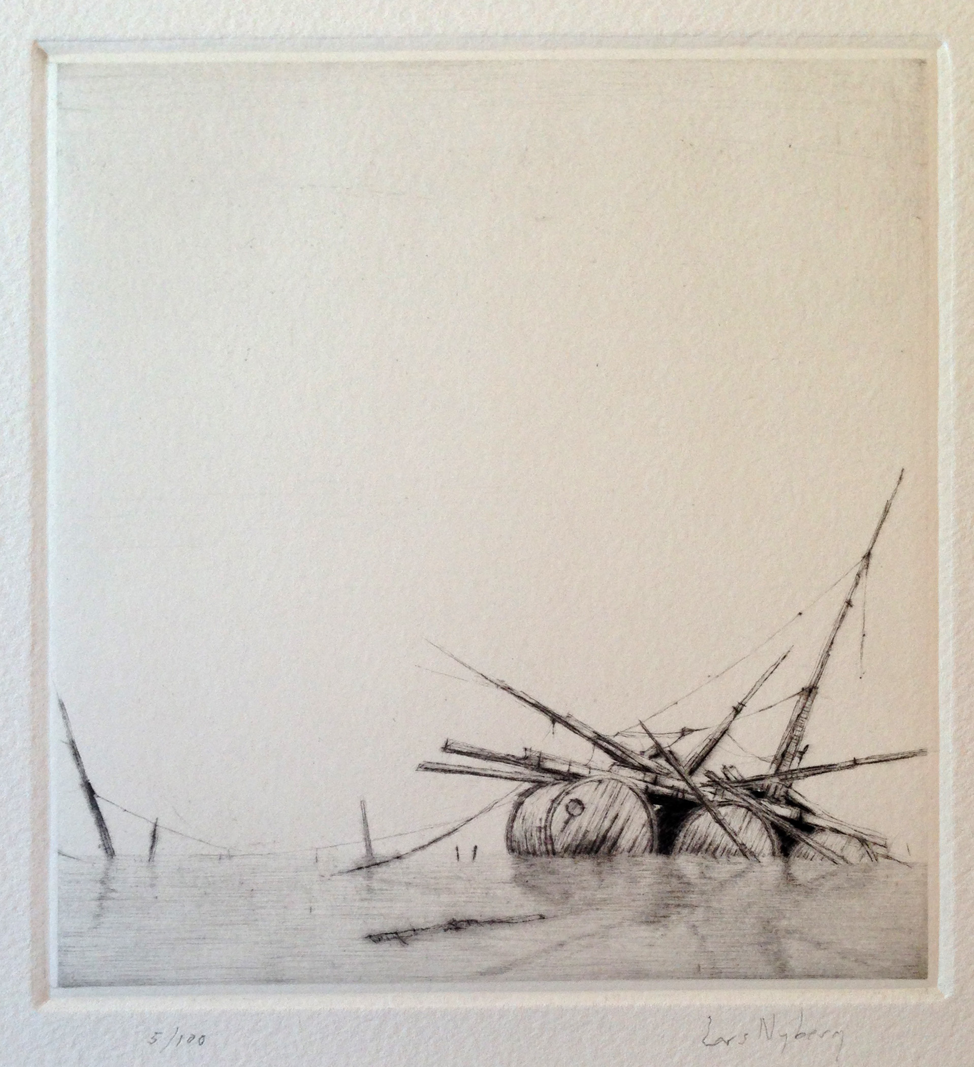 Abandoned Raft, drypoint by Lars Nyberg