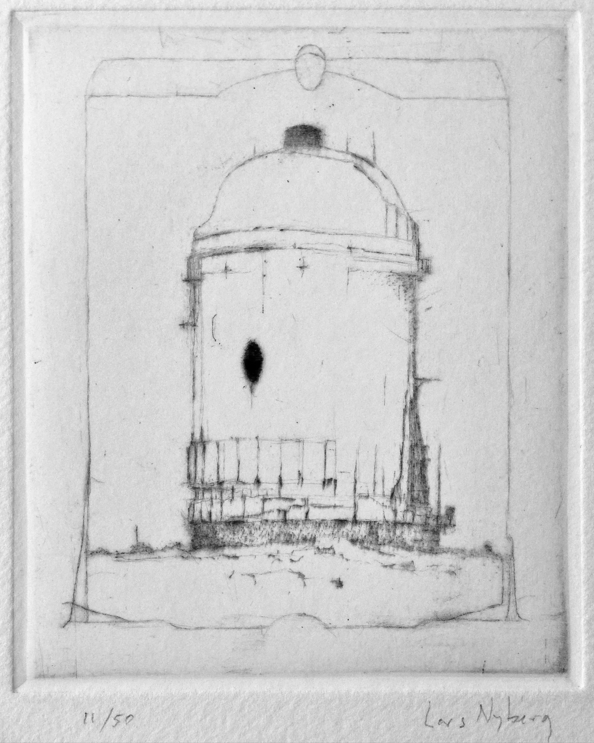 Furnace Dome, drypoint by Lars Nyberg