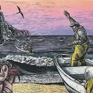 Pangas launch from Punta Lobos, by Jos Sances