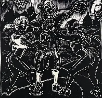 Boxing Practice in the Park, by Art Hazelwood