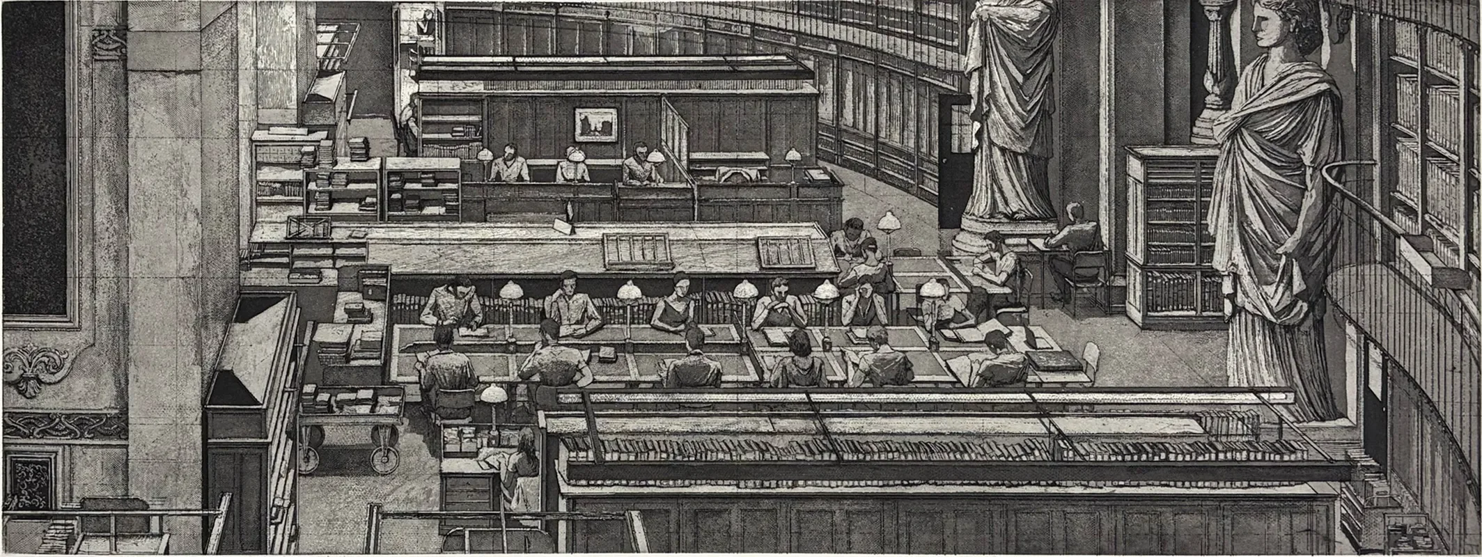 Les Lecteurs de la salle Labrouste (l’entrée des magasins)