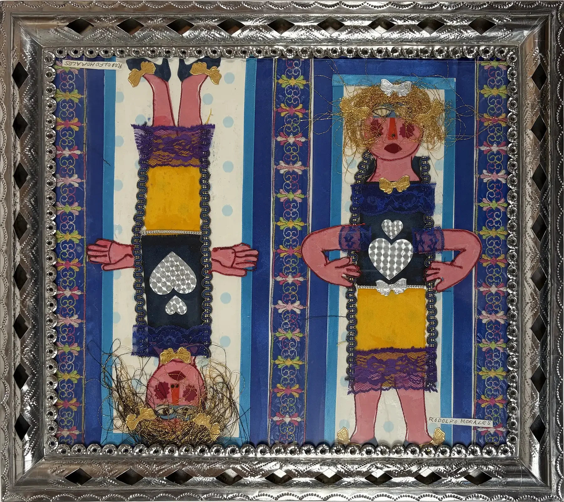 untitled (Two Hearts) in Original Tin Frame, c. 1980s–1990s