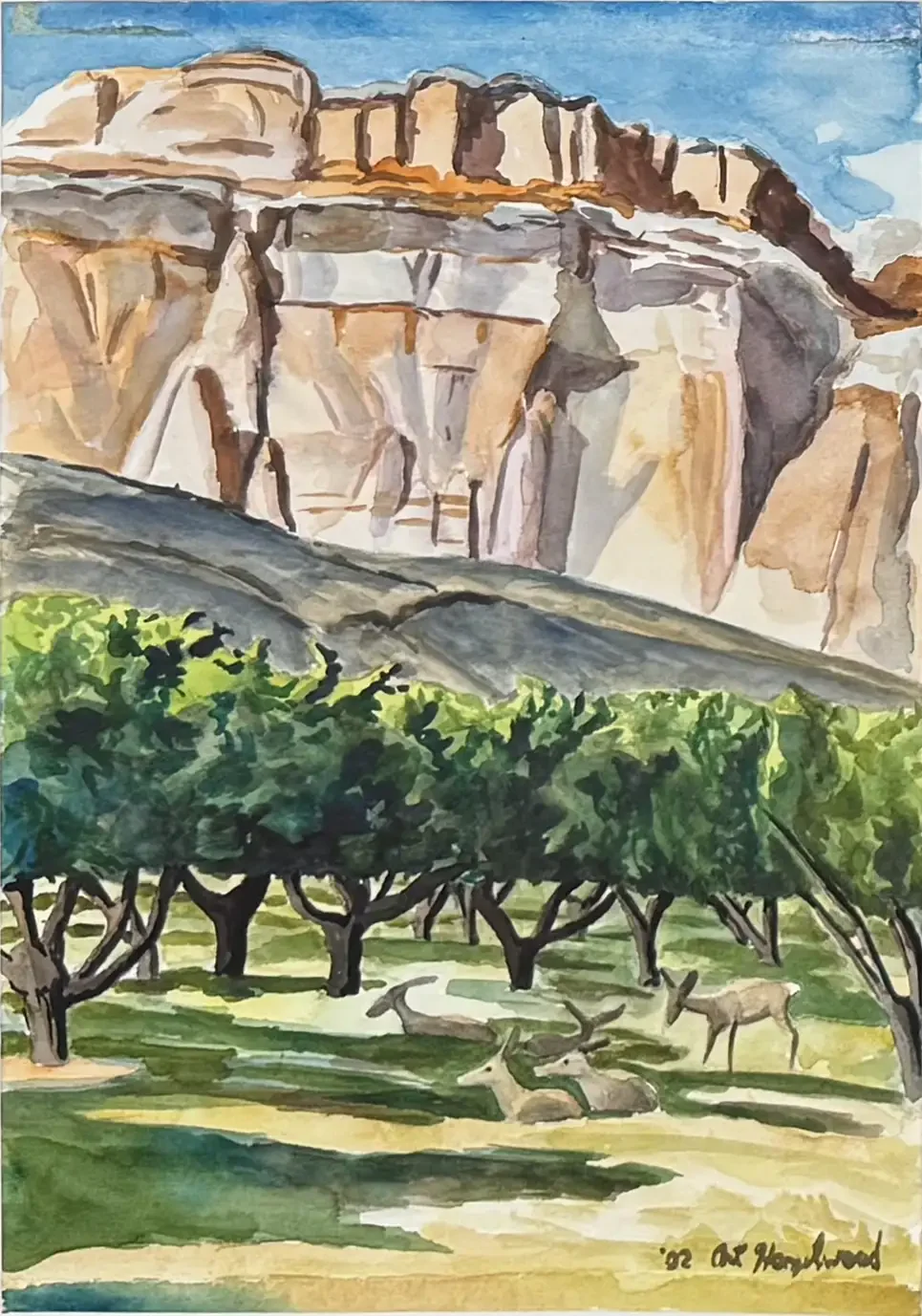 Orchard at Capitol Reef, water color by Art Hazelwood