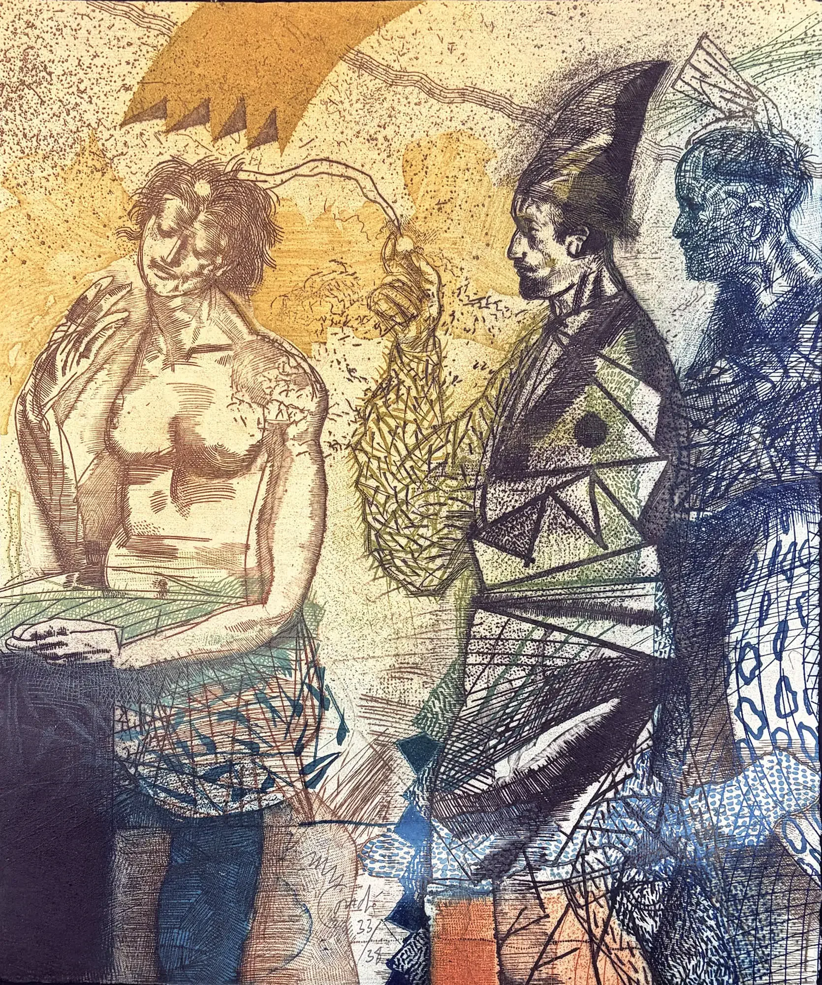 Miguel Conde Susana en el tiempo Susana Through Time figurative etching, 1999.