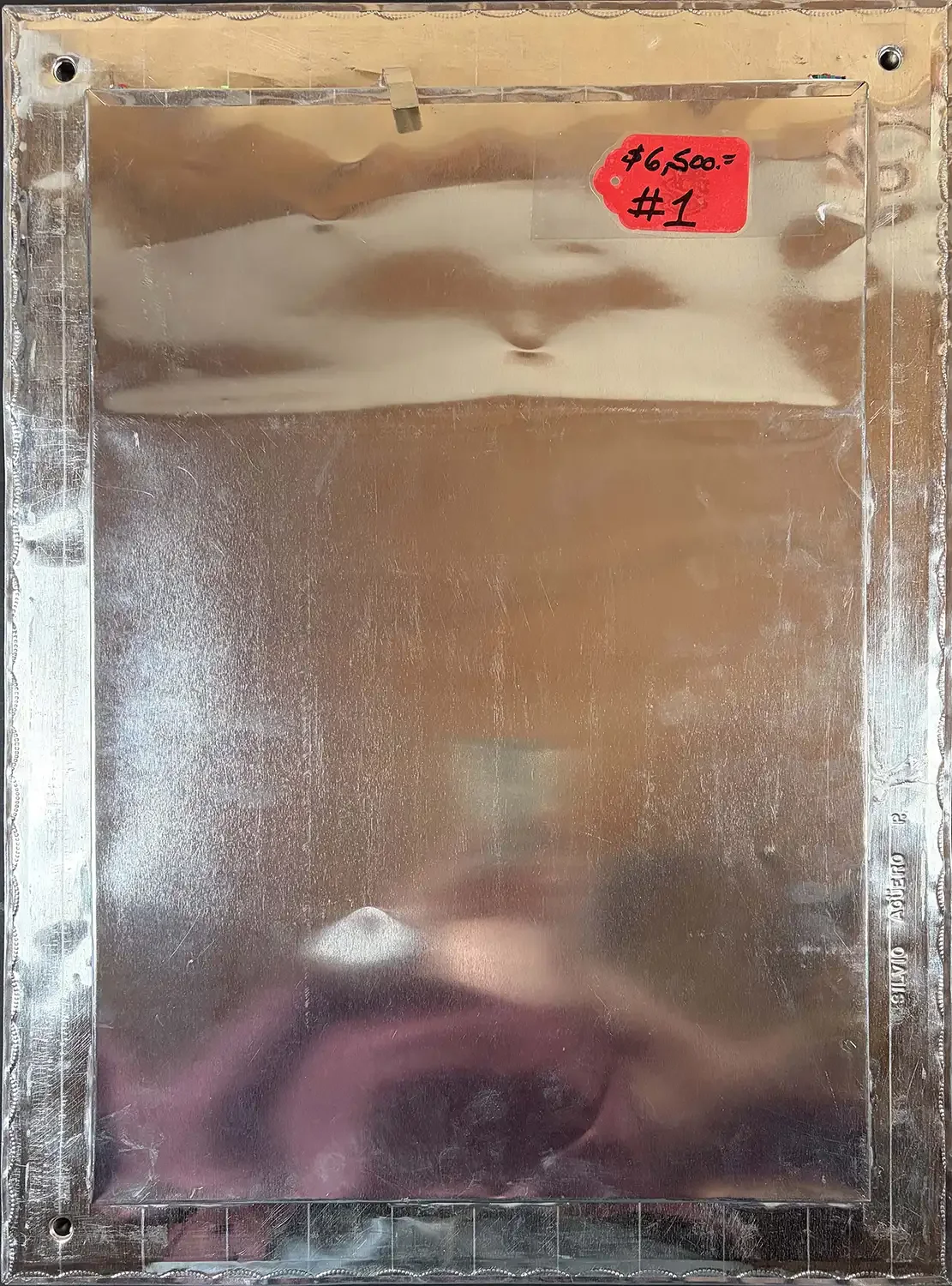 back side of punched-tin (hojalata) frame
