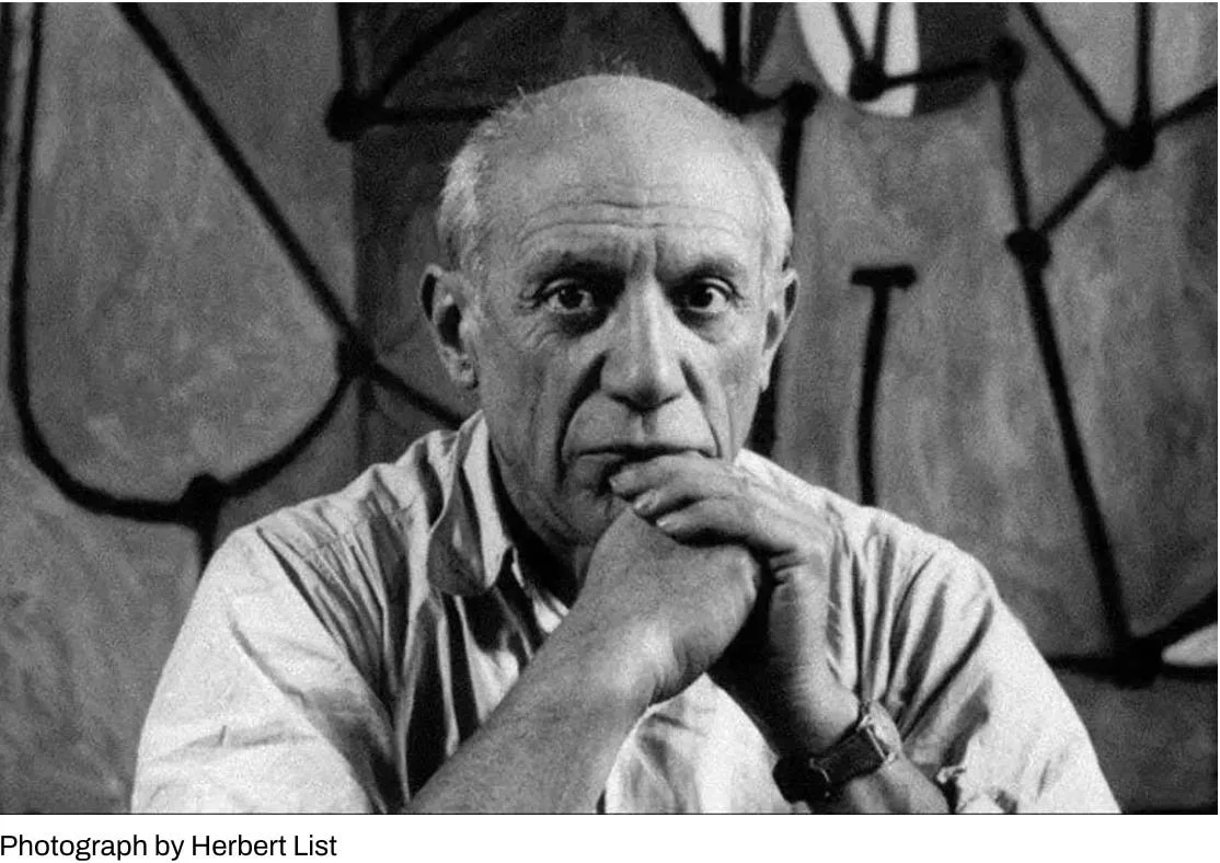 Portrait of Pablo Picasso in his studio